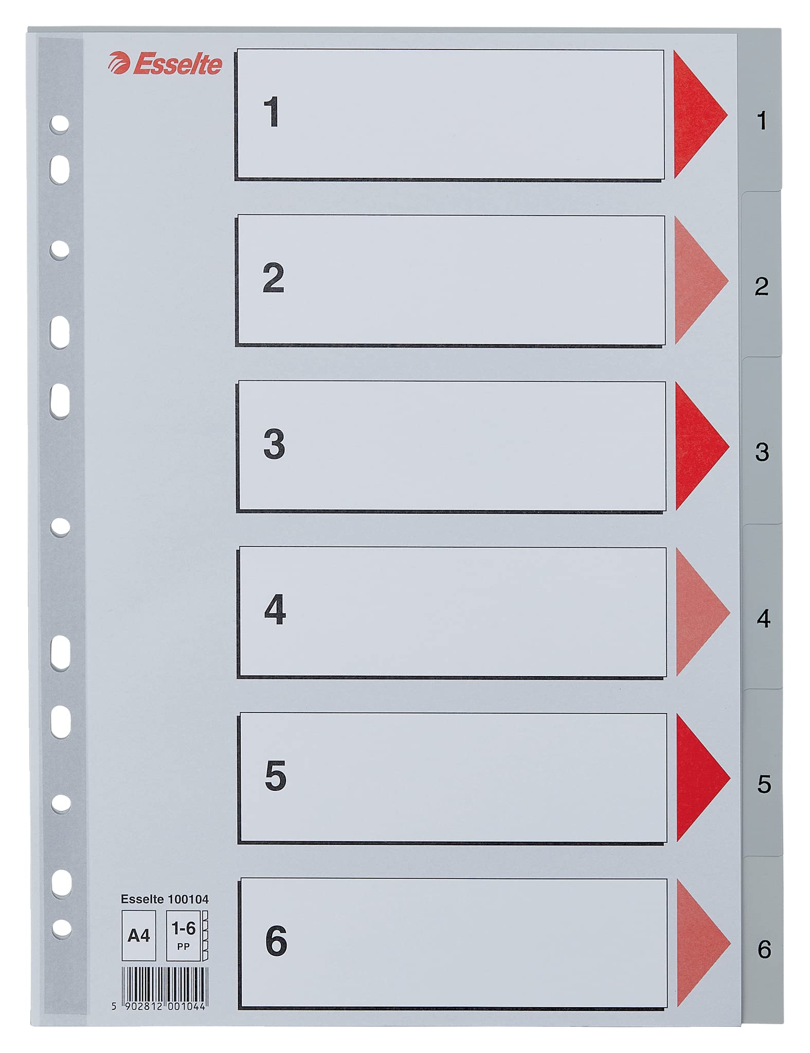Esselte numeric book, Mylar reinforcement, Polypropylene, Grey 6 keys a4 grey