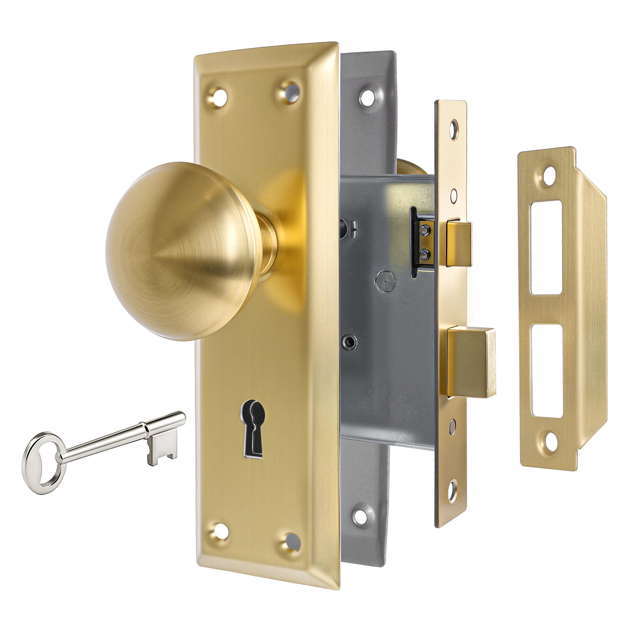 Antique Brass Mortise Lock Set - Interior Door -16