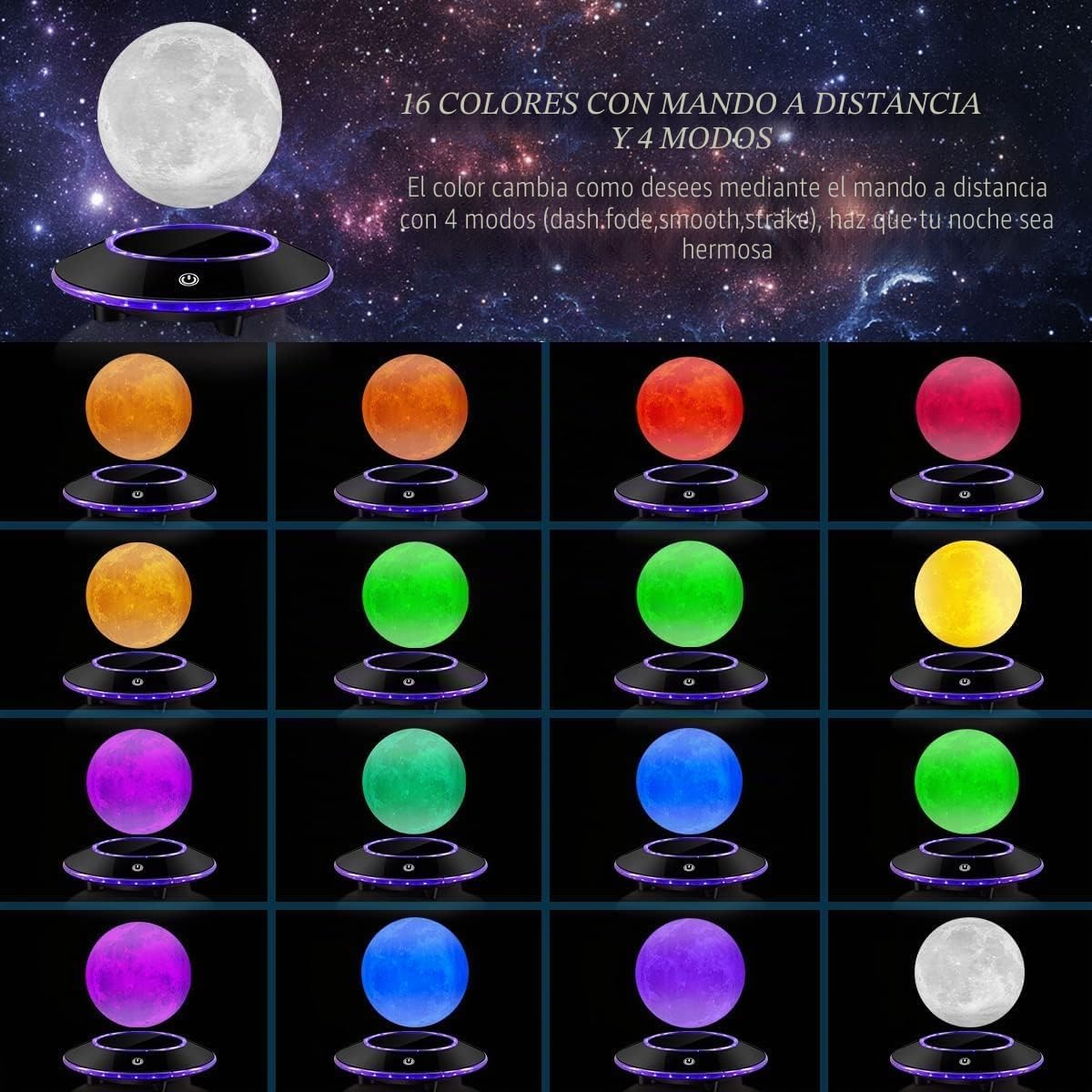 Lámpara de luna levitando magnética flotando y girando en el aire libremente con luces LED que cambian gradualmente para el hogar, decoración de oficina, regalos únicos para las fiestas