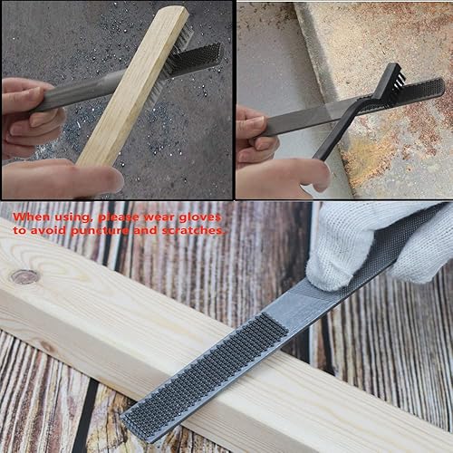 Miniatura 5 de Juego de 16 limas de metal, kit de herramientas de raspado manual que incluye 2 limas multiusos 4 en 1, 3 mini cepillos de alambre, 1 mango de