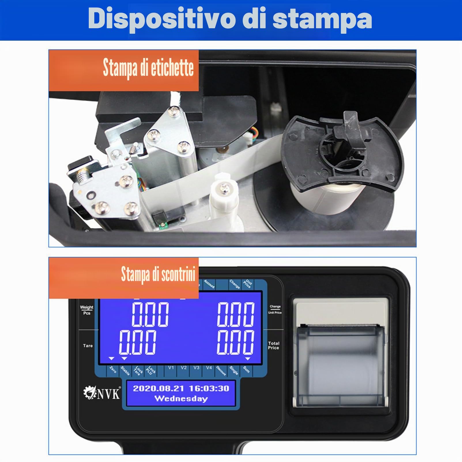 Bilancia Digitale Commerciale per Calcolo dei Prezzi con Stampante Termica per Etichette, Bilancia Digitale per Negozi di Alimenti al Dettaglio, Supermercato,Machine