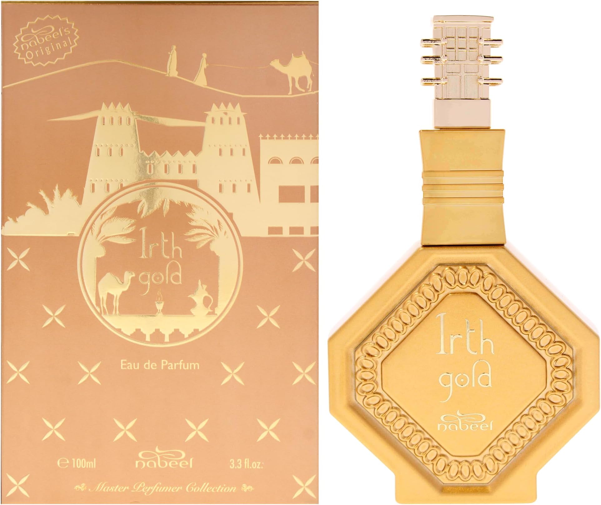 Master Perfumer Collection - Irth Gold - Arabian Cologne for Men - Long Lasting Fragrance with Cinnamon, Peppermint, Rose, Vanilla, Leather Scent - Arabic Perfume - Travel Size -3.3oz EDP Spray