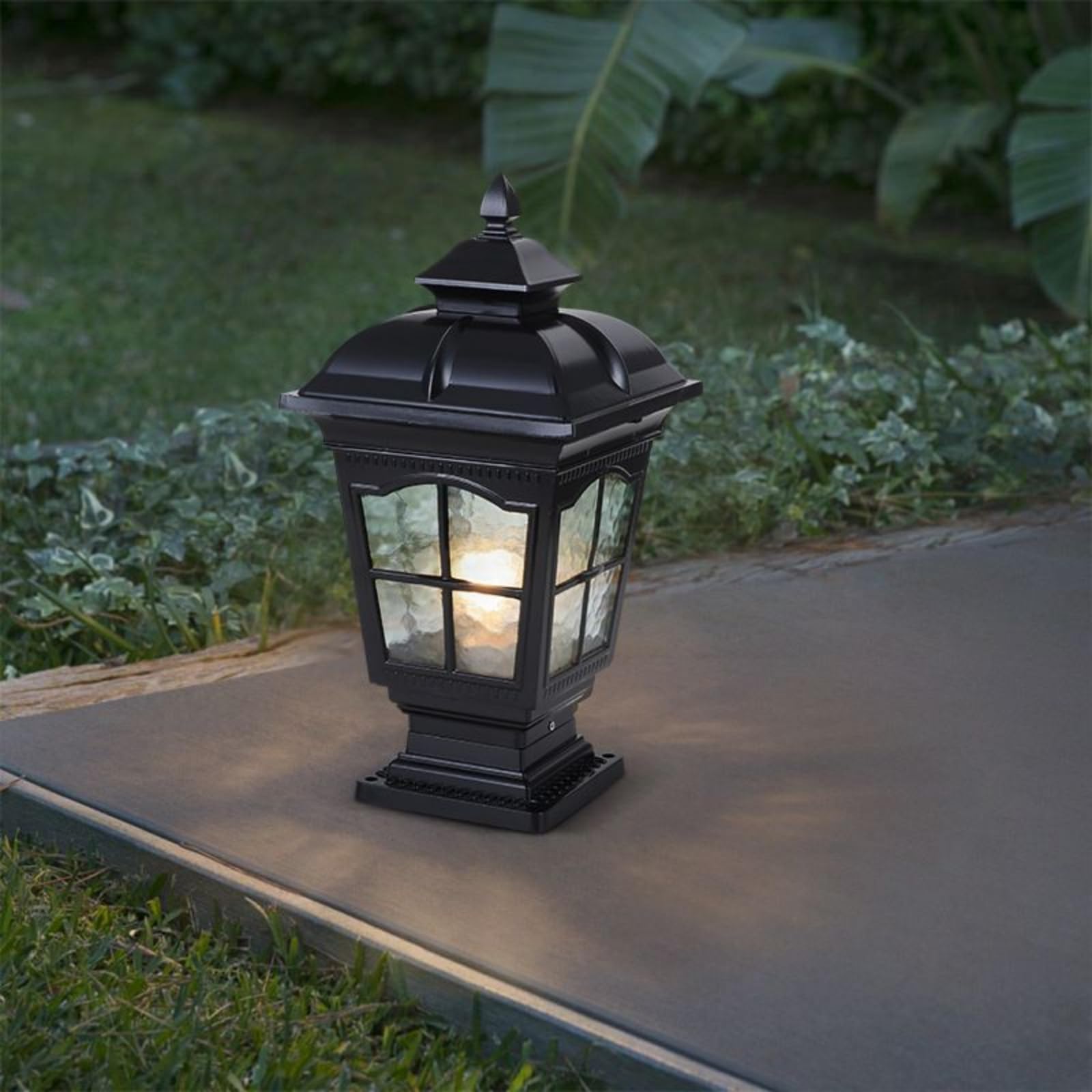 Outdoor Pfeilerlampe Laterne Pfostenleuchte Gartenleuchte Zaunleuchte aus Aluminium mit Gebackenem Farbanstrich IP55 Wassergeschützt Und , Antikbronze , Mittel