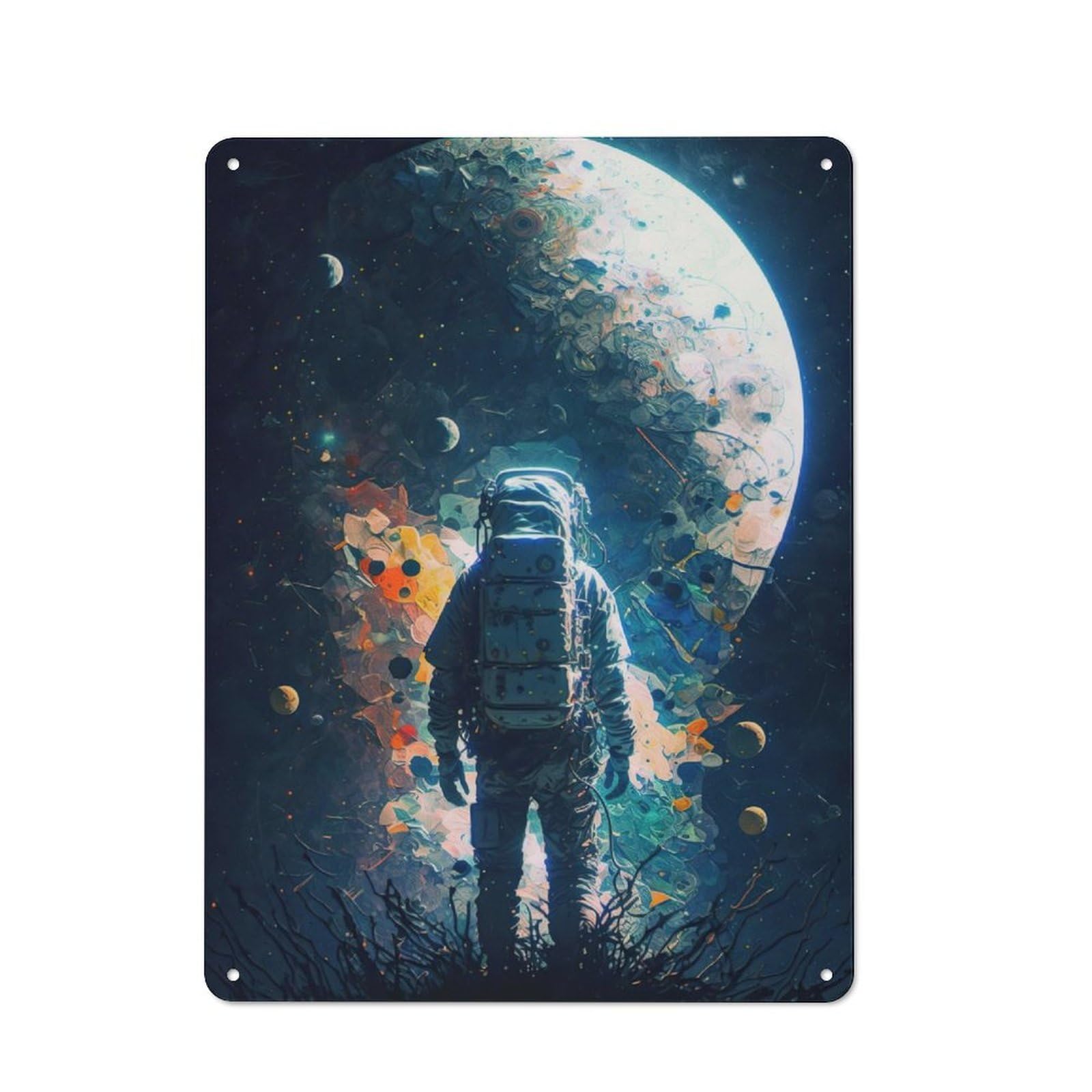 Junmoney Space Voyager Shed Style Decorative Metal Plaque 40X30cm Featuring Porch Wall Decor For Patio Bar, Workshop, Shed Or Kitchen
