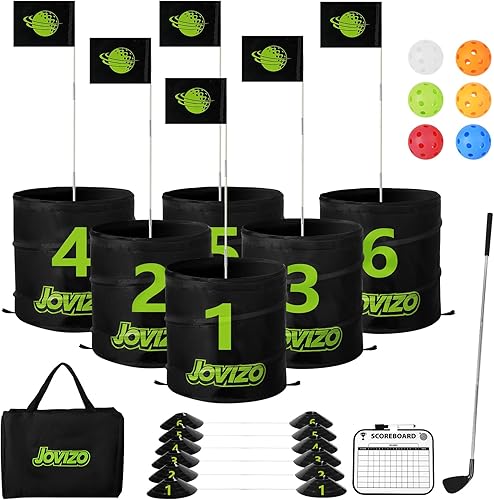 Juego de astillado de golf con 1 club y 6 agujeros, juego de golf portátil para adultos y niños, juguete de práctica deportiva para interiores y