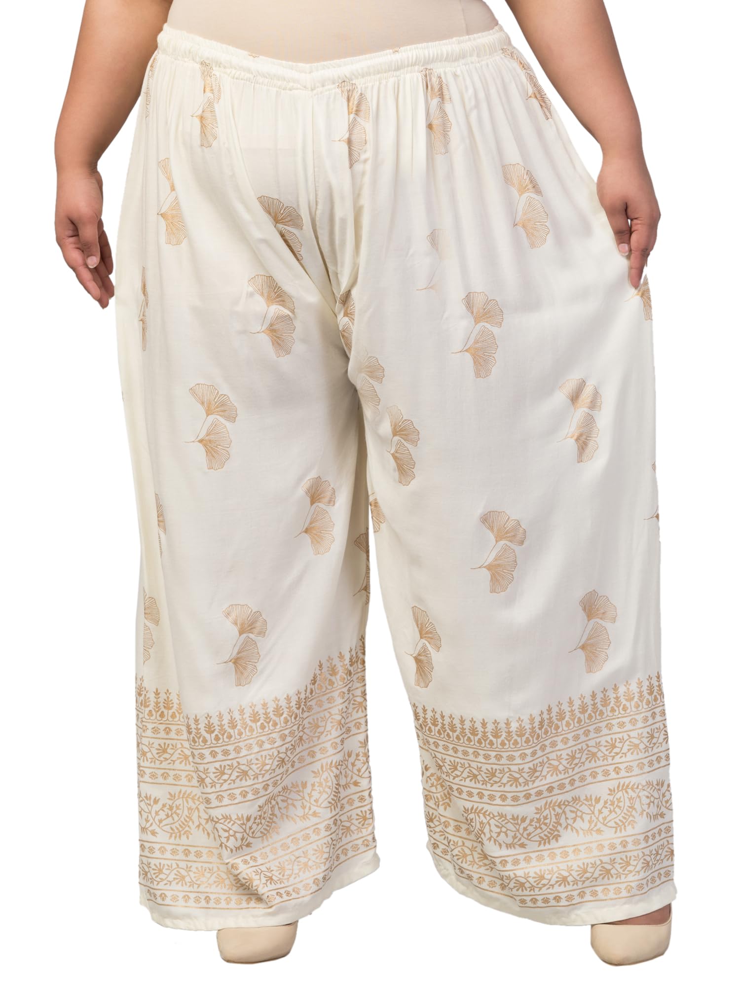 Leaf Print Women’s Palazzo Pants | High Waist Wide Leg Flared Palazzo | Soft Breathable Fabric | Comfortable Casual, Office Trousers-image-31