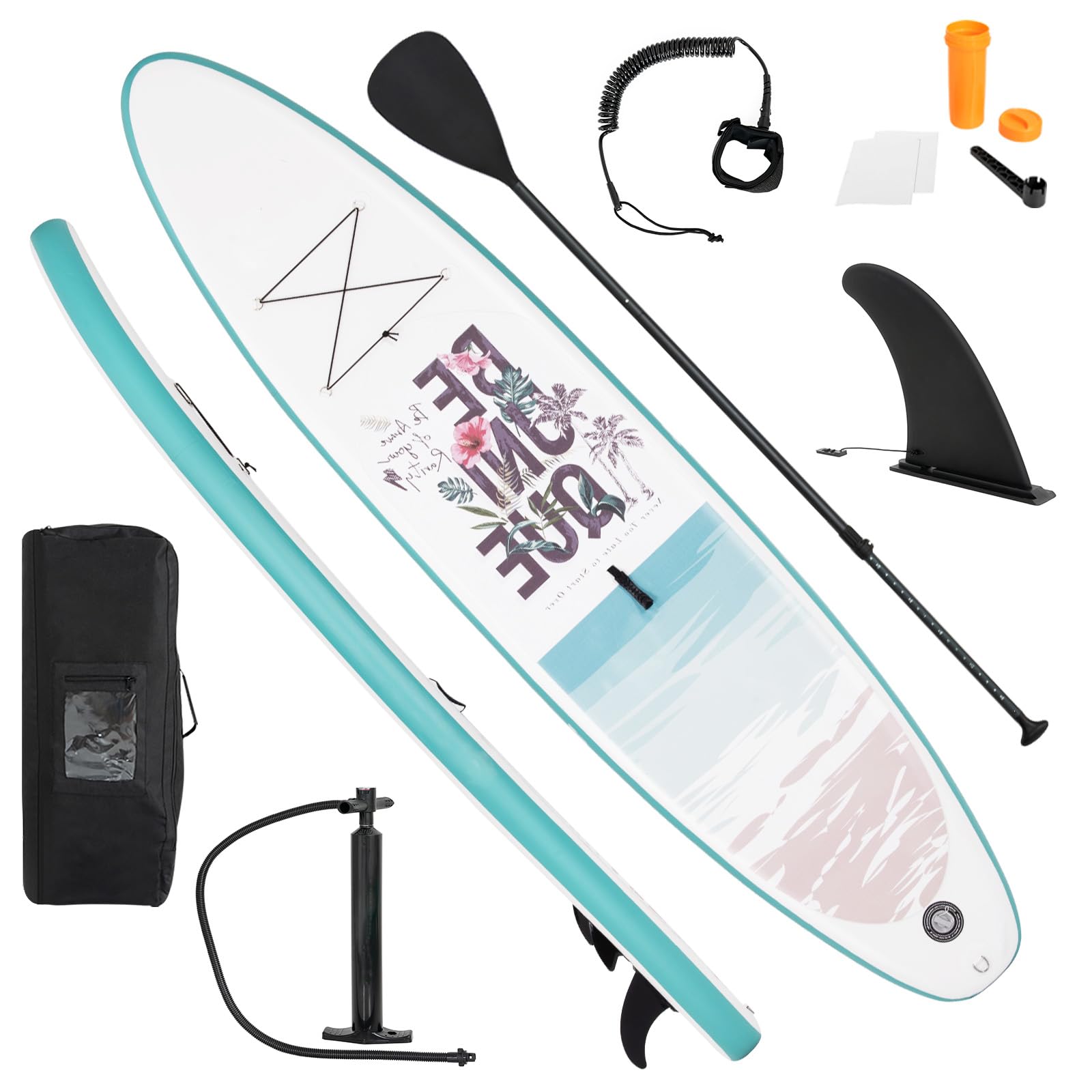 HOMASIS Tabla Inflable de Paddle Surf, Tabla Hinchable con Accesorios, con Bolsa de Transporte Impermeable y Remo Regulable en Aluminio, Superficie Antideslizante para jóvenes y Adultos
