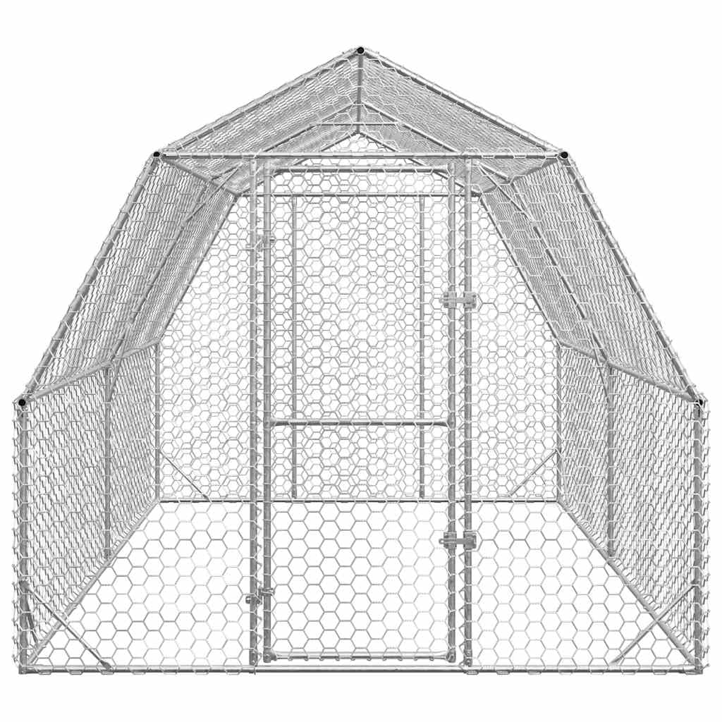 Gallinero transitable 2,5 x 4 x 2,25 m – Recinto de acero galvanizado para aves de corral – 10 m² Gran recinto para animales pequeños con puerta con cerradura para pollos, patos y gansos