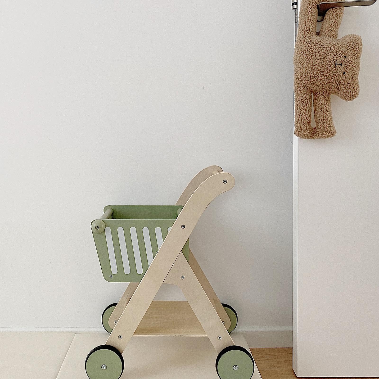 Einkaufswagen aus Holz – Spielzeug Spielhaus für Kinder – Attraktives Erlebnis für Kinder – Schöner, lustiger Abenteuer Einkaufswagen –