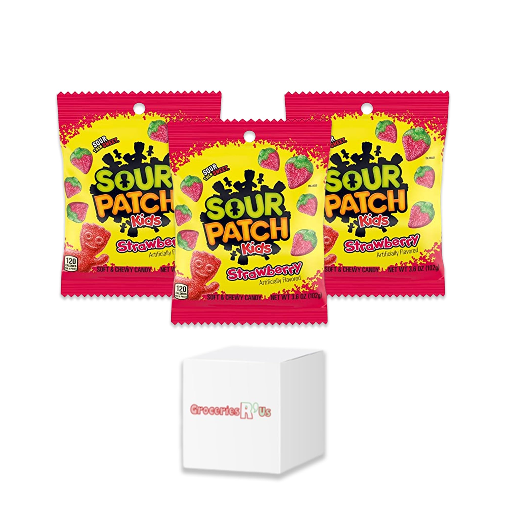 SOUR PATCH KIDS Strawberry Soft and Chewy Candy, 3.6oz (102g) - Pack of 3