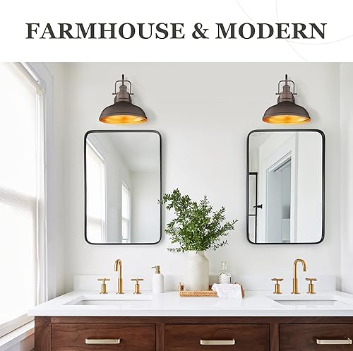 Miniatura 7 de zeyu Lámpara de granero de cuello de cisne de 11 pulgadas, aplique de pared vintage para porche, almacén, cocina, acabado de bronce aceitado, 016-1B