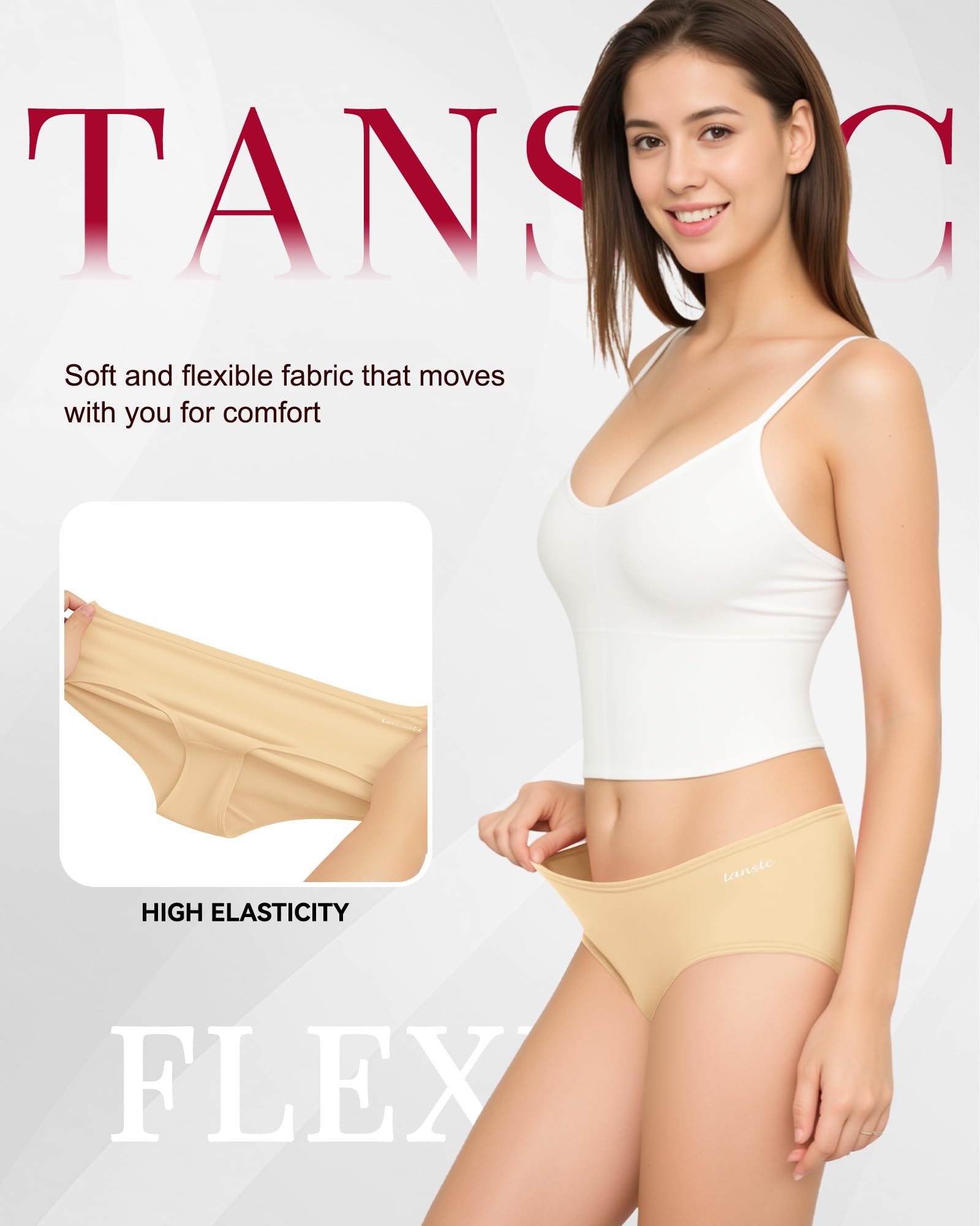 TANSTC Mutande Culotte Donna Cotone, Slip Donna in Cotone - Confezione da 6 Slip Hipster, Vita Bassa Ed Elasticizzati, Traspiranti