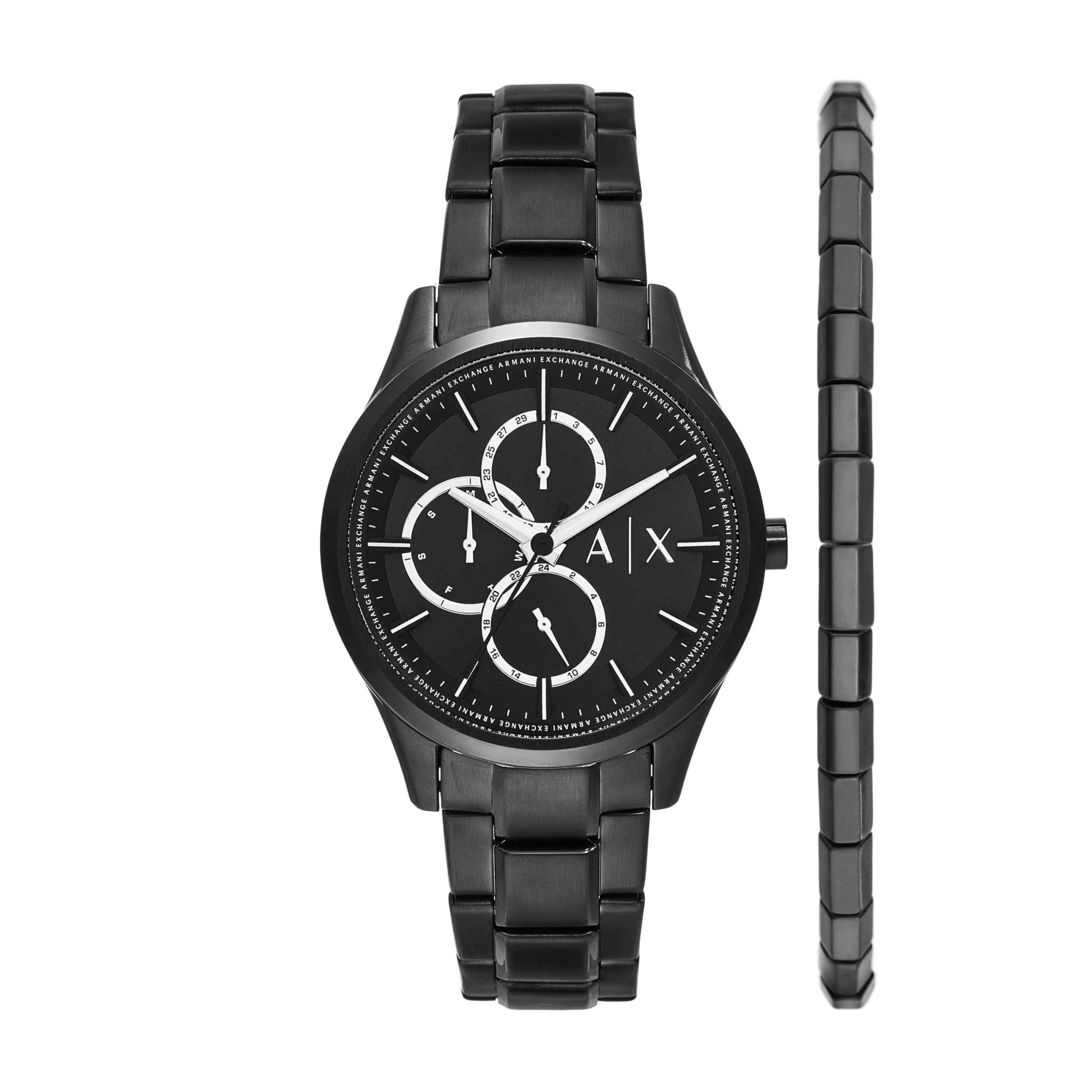 A|X Armani Exchange Men's Multifunction Analog Watch, Necklace Gift Set Stainless Steel Watches for Men