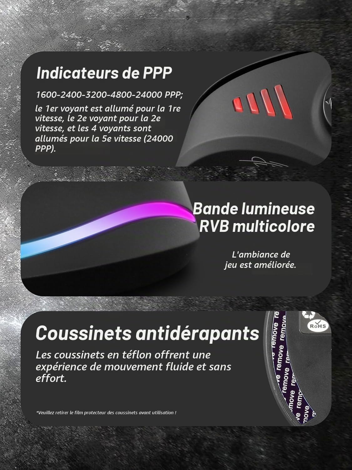Souris Ergonomique Sans Fil Verticale Gaming, Souris Gamer Bluetooth 2.4G/USB 24000 DPI 6 Niveaux 12 Touches Programmables & Joystick 5 Directions, RGB, Rechargeable 800mAh, Compatible PC/Mac avec DPI
