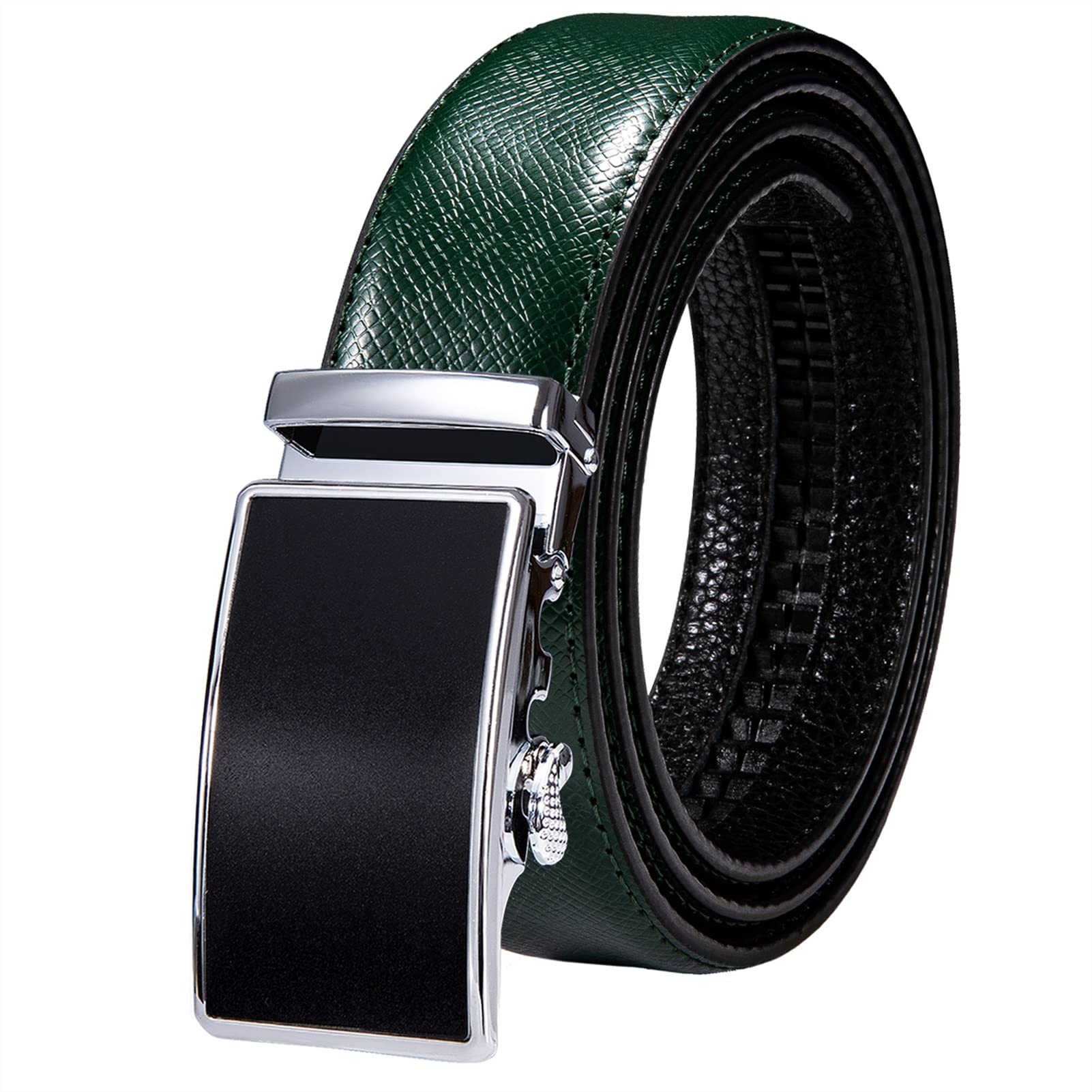 ClearloveWL Cinture Da Uomo, Uomo Vintage Cintura Di Lusso Per Moda Cintura Jeans Vita Abito Cinturino Fibbia Metallo Automatico Pelle Vino Rosso Cricchetto Cinture Maschio (Lunghezza Della Cinghia