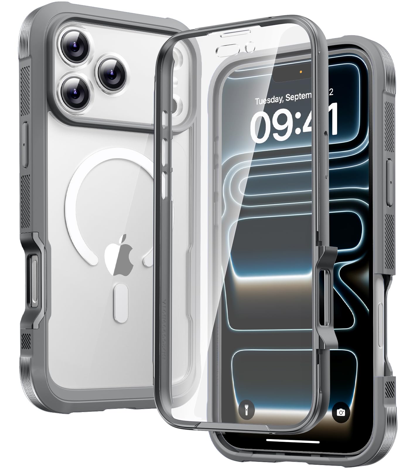 Diaclara Magnetic &amp; Screen Protector for iPhone 17 Pro Max Case,Gray