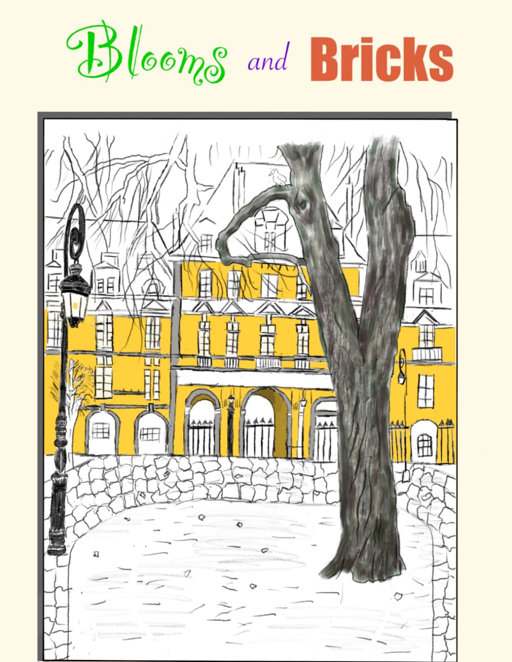 Blooms and Bricks: Adult Coloring Book
