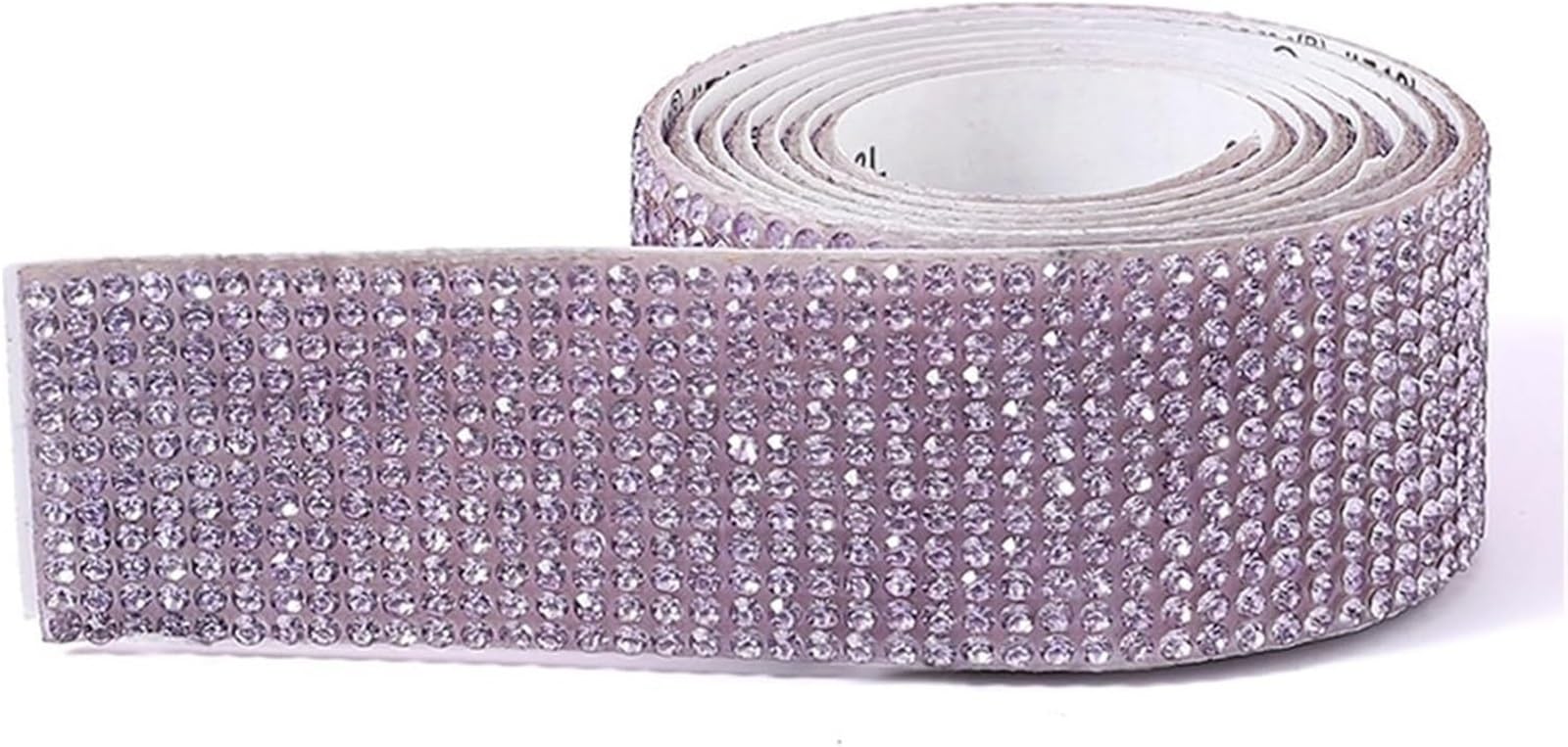 Glitter Tape, DIY Self Adhesive Rhinestone Tape Decorative Crystal Ribbon Diamond Multicolor 1.4cm 2.7cm(Crystal Purple,1.4cm)