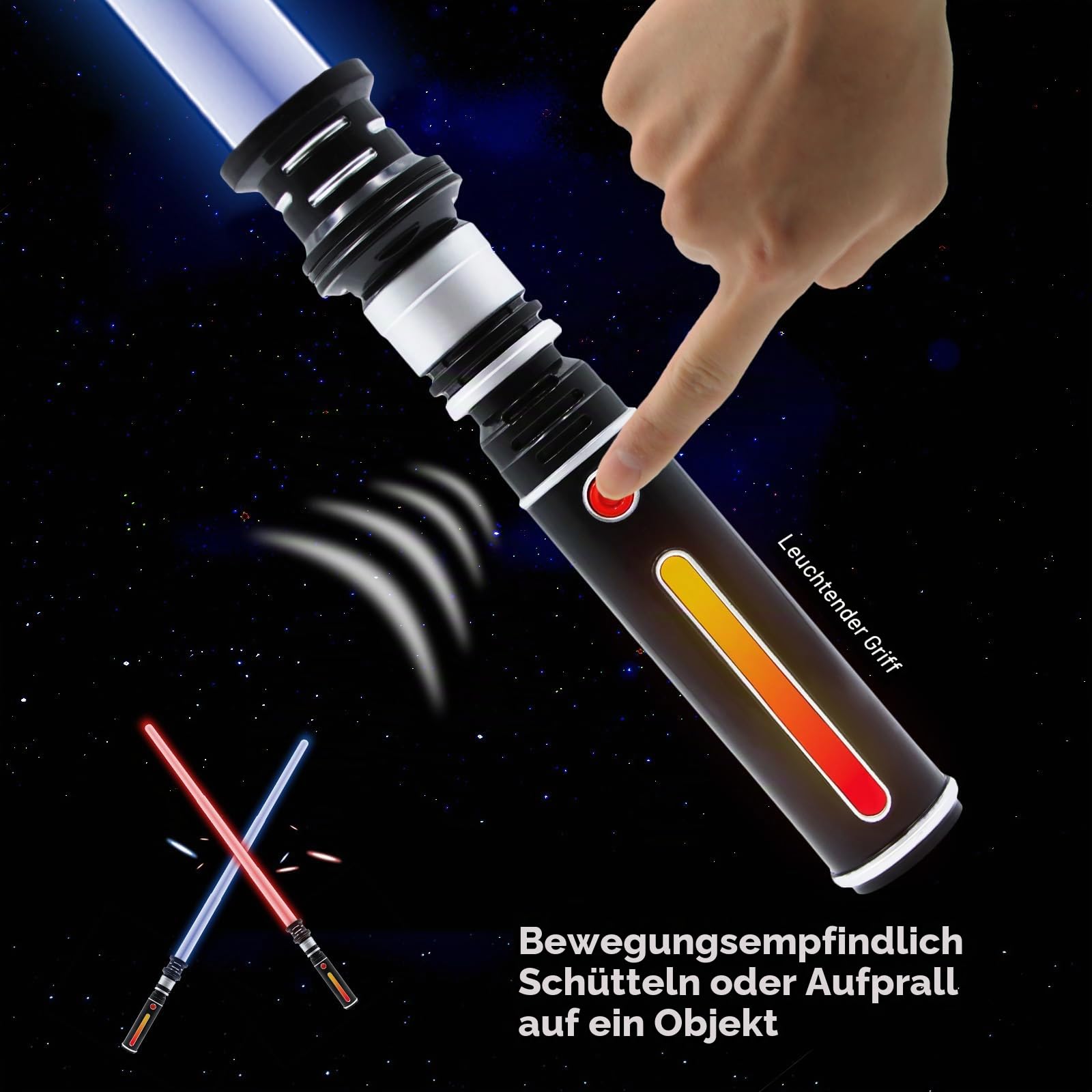 Leuchtschwert, ausziehbares LED-Lichtschwert mit FX-Sound (bewegungsempfindlich), Galaxie-Kriegs-Kämpfer-Schwert-Spielzeug für Halloween, Weihnachten, Geburtstag, Geschenk