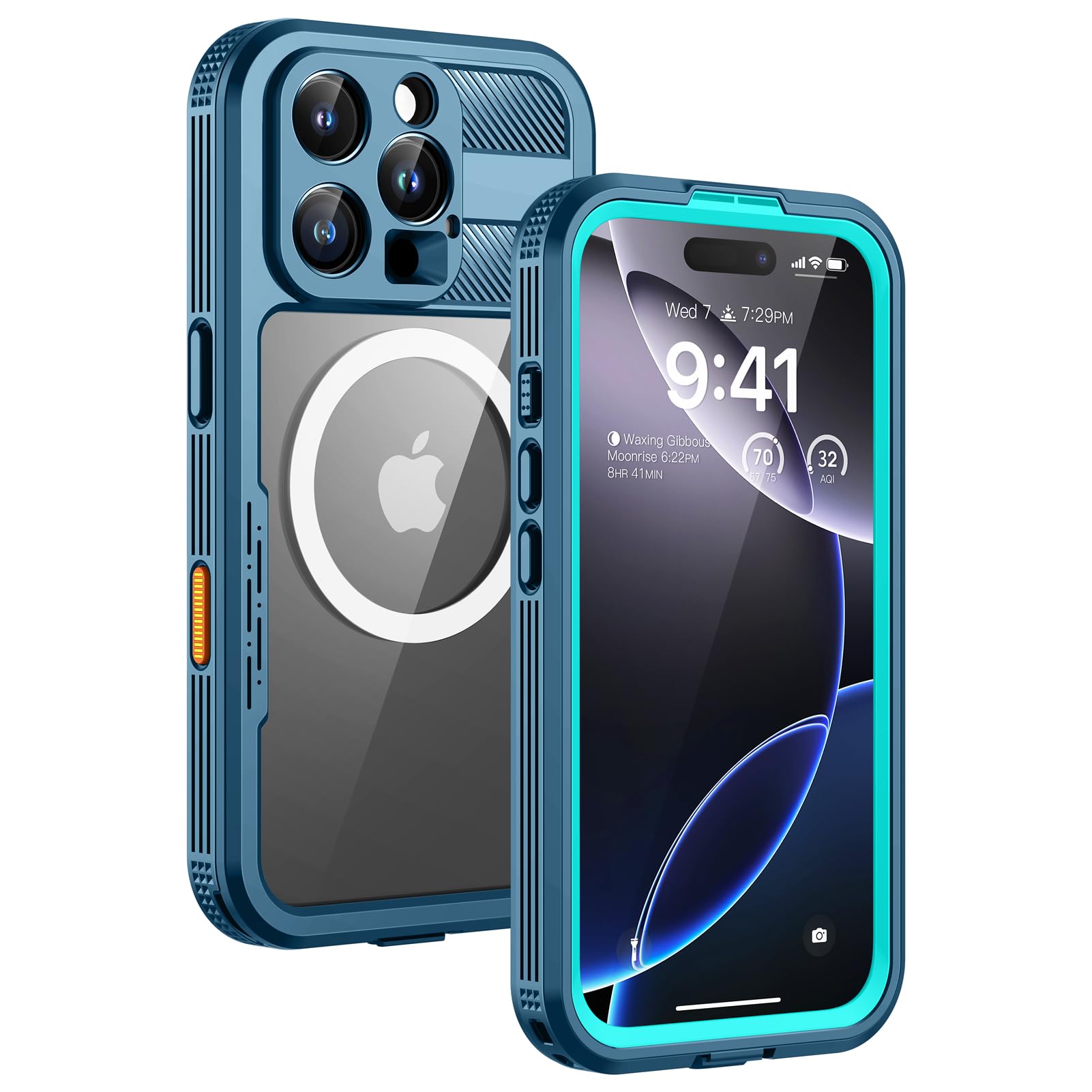 Lanhiem Magnetic for iPhone 16 Pro Case, IP68 Waterproof Dustproof Case, [Compatible with Magsafe] [Built-in Screen Protector] Full Body Heavy Duty