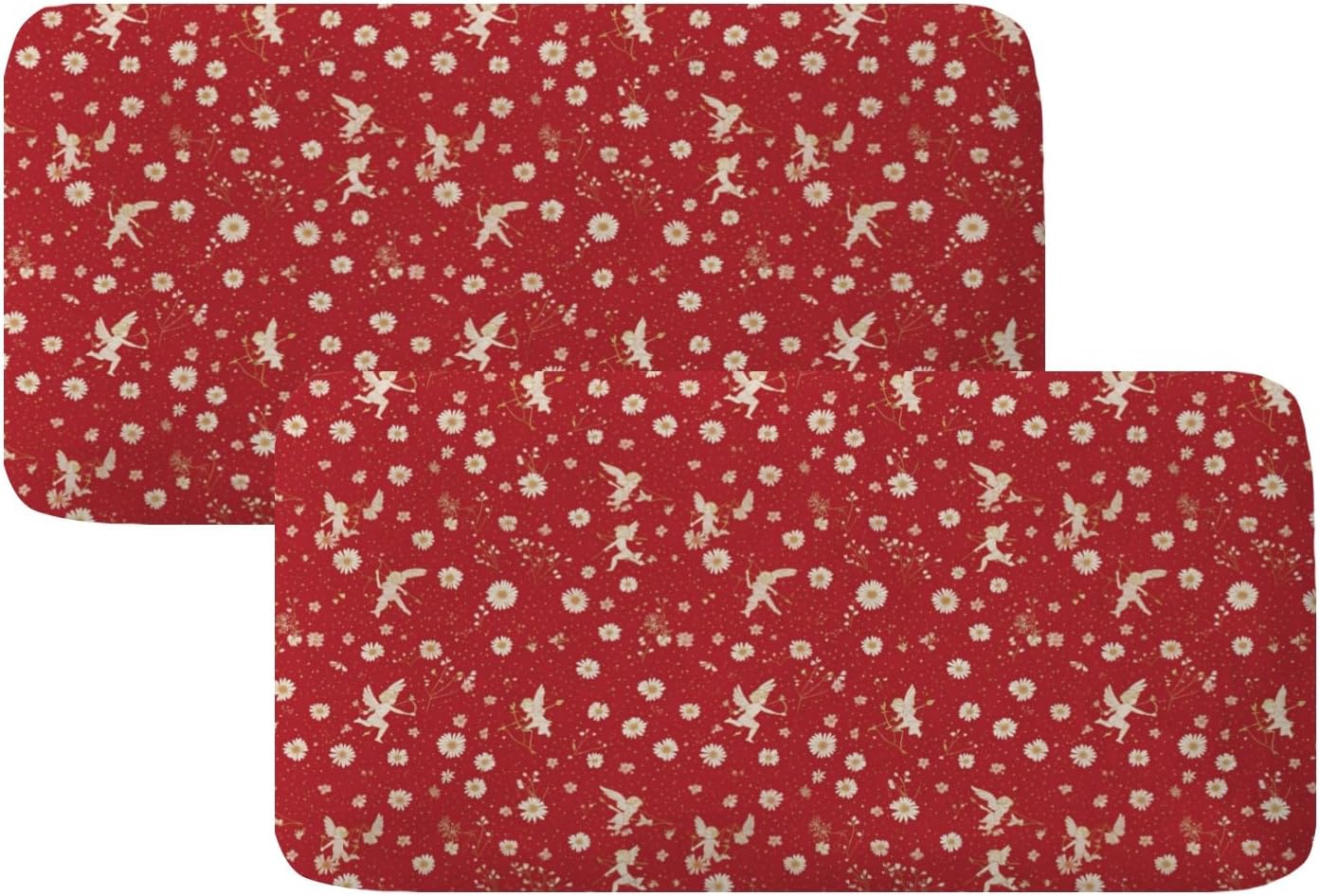 Red Daisy Angel Art Loveseat Covers Couch Covers for 2 Cushion Couch, 2-Piece Stretch Sofa Slipcovers Anti-Slip Washable Furniture Protectors for Dogs Pets