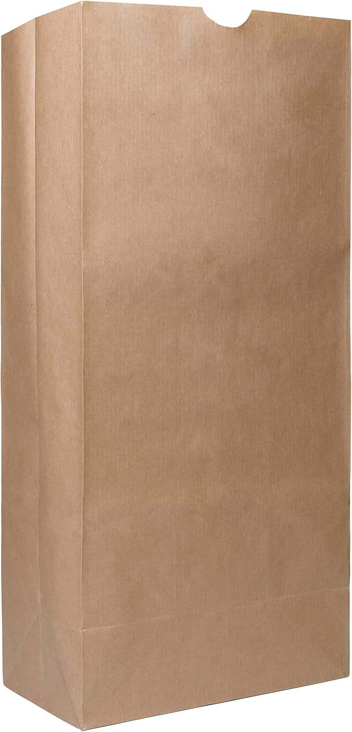 EcoQuality 500 Brown Kraft Paper Bag (25 lb) Large - Paper Lunch Bags, Snacks, Gift Bags, Grocery, Merchandise, Party Bags,to Go, Carry Out, Recyclable (8 1/4 x 5 1/4 x 18 inches) (25 Pound Capacity)