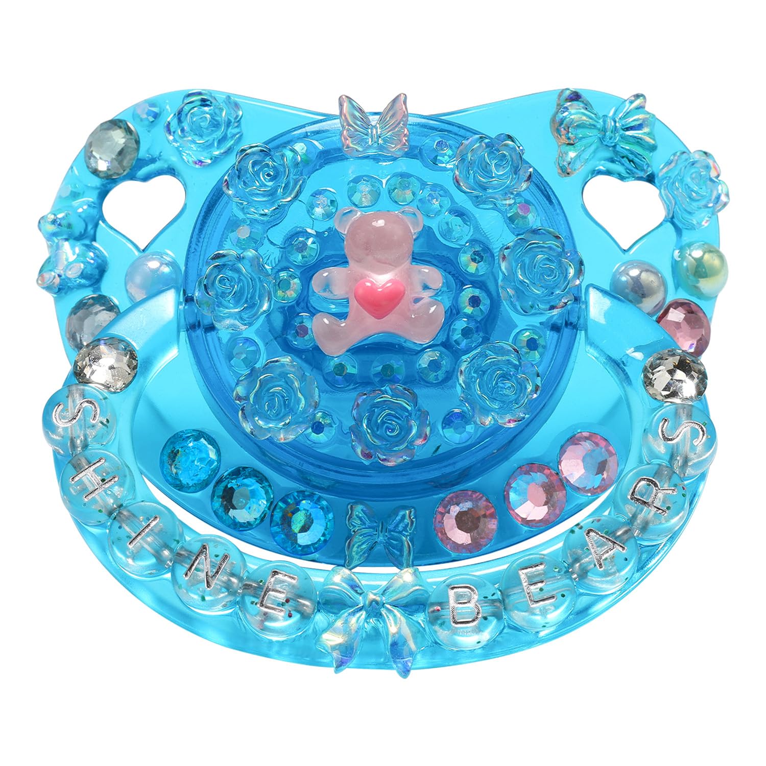 CutiePlusU Large Size Pacifier Big Shield Crystal Soother Blue