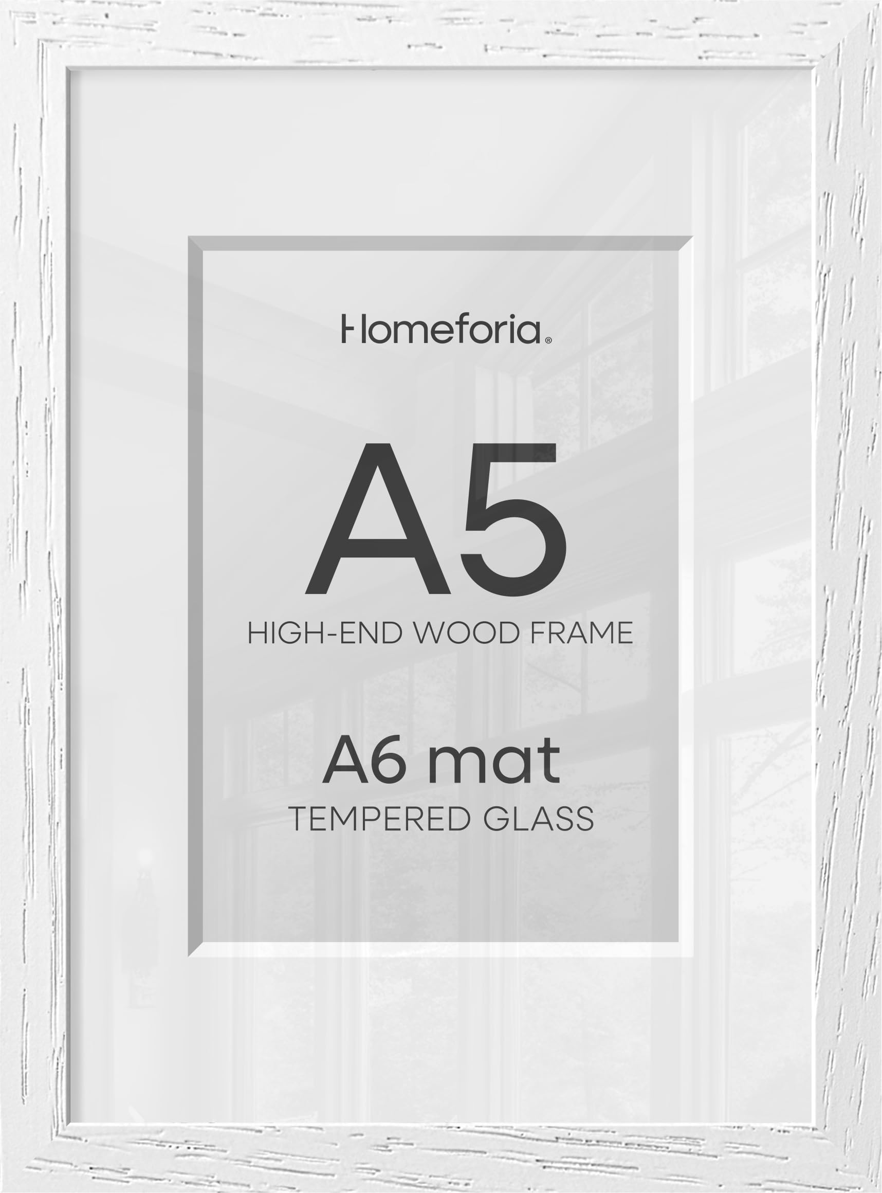 Homeforia A5 White Oak Picture Frame, High-End Wood, A6 Mat, Glass | High End Solid Oak Wood, Tempered Glass, Acid-Free A6 Removable Mat, A5 Edge-to-Edge Display, Wall Kit, Set Of 1