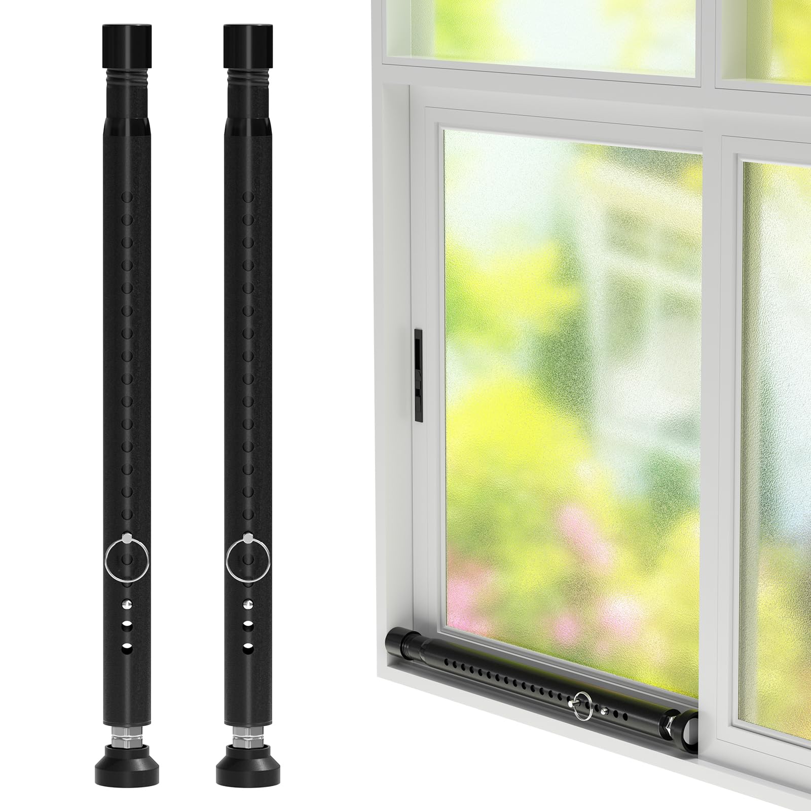 Safety Bar 120cm 2 Pieces, Window Security Lock Burglar Protection Door Bolt Adjustable Locking Window Safety Bar