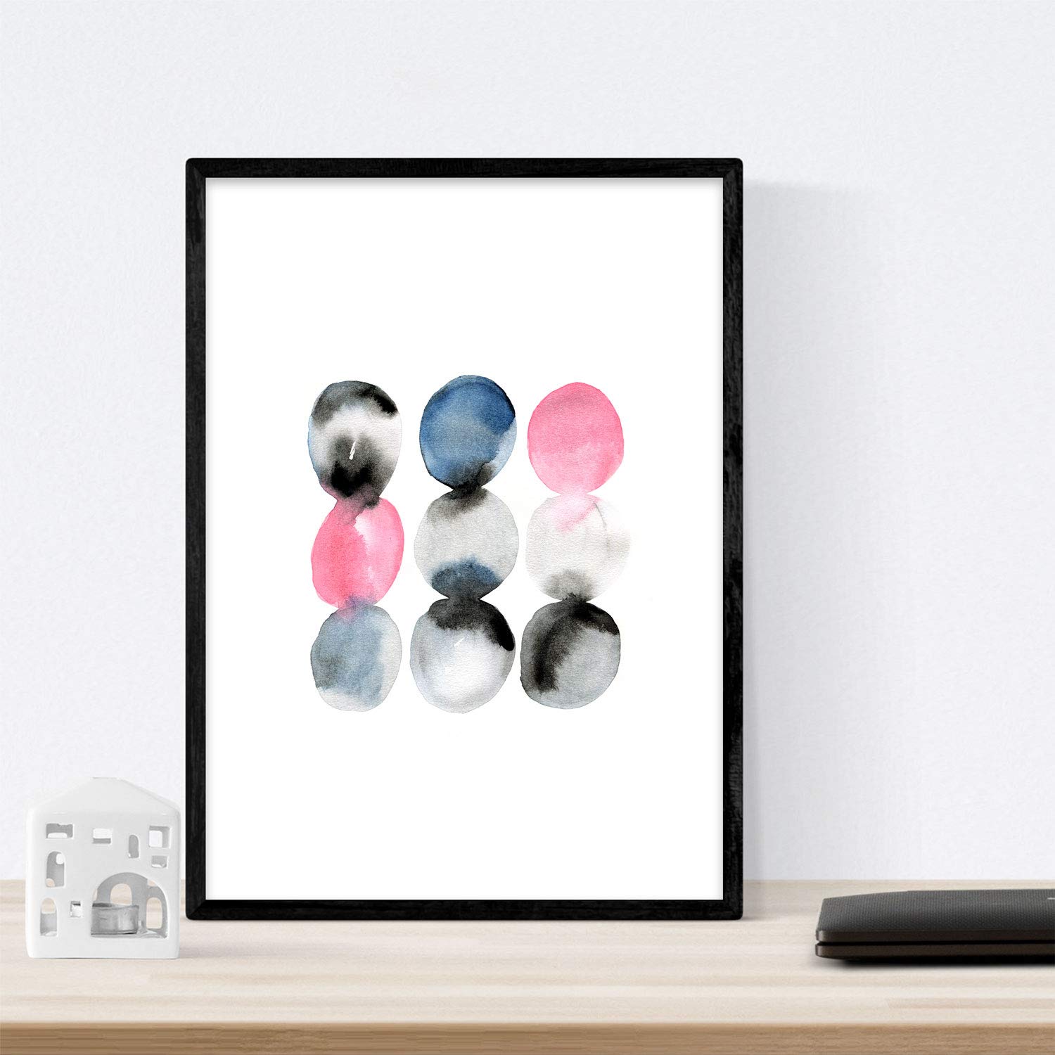 Nacnic Poster Abstract pink black-nine. Colorful sheet with Nordic design. A4 size, Abstract Pink Nine Black, 29.7L x 21W cm - Image 2