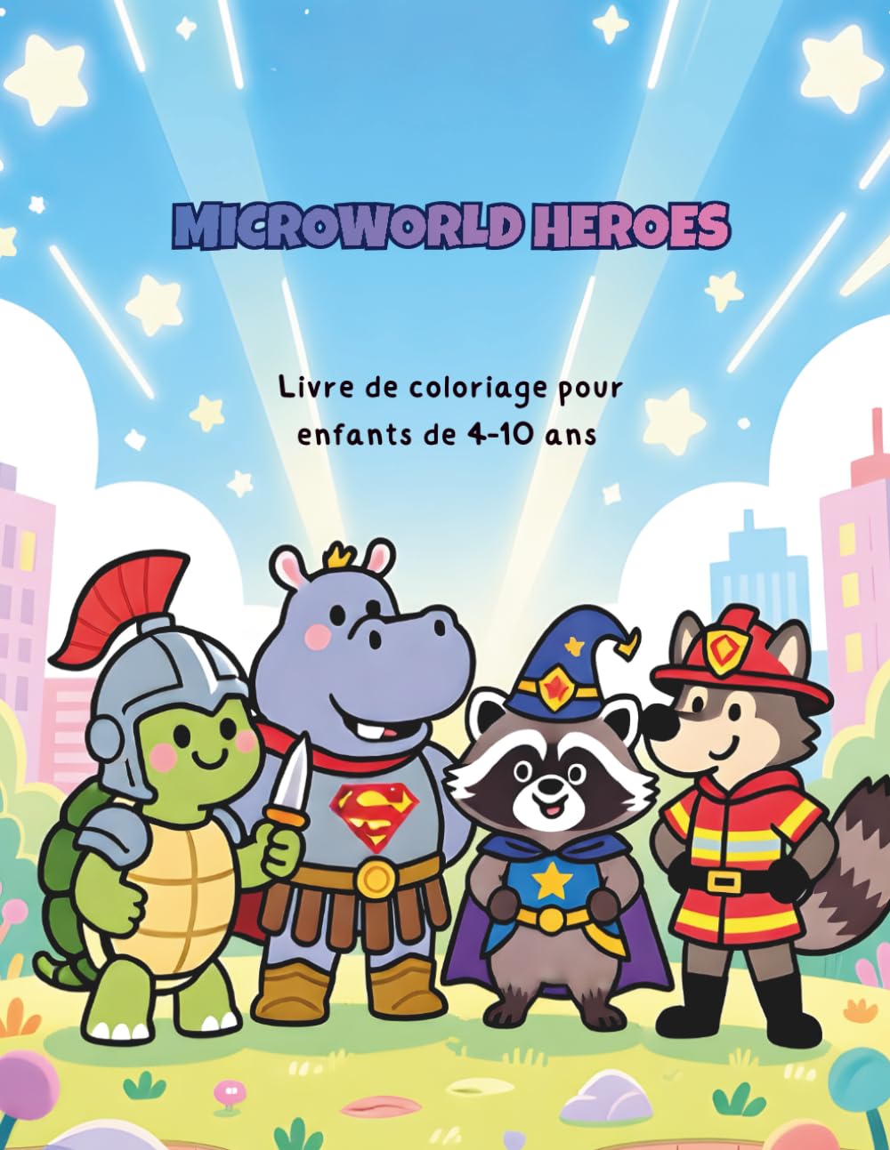 MicroWorld Heroes: Livre de coloriage pour enfants de 4 à 10 ans – Animaux héros, aventure, originaux, fantastiques d' imagination, d'éveil et de détente