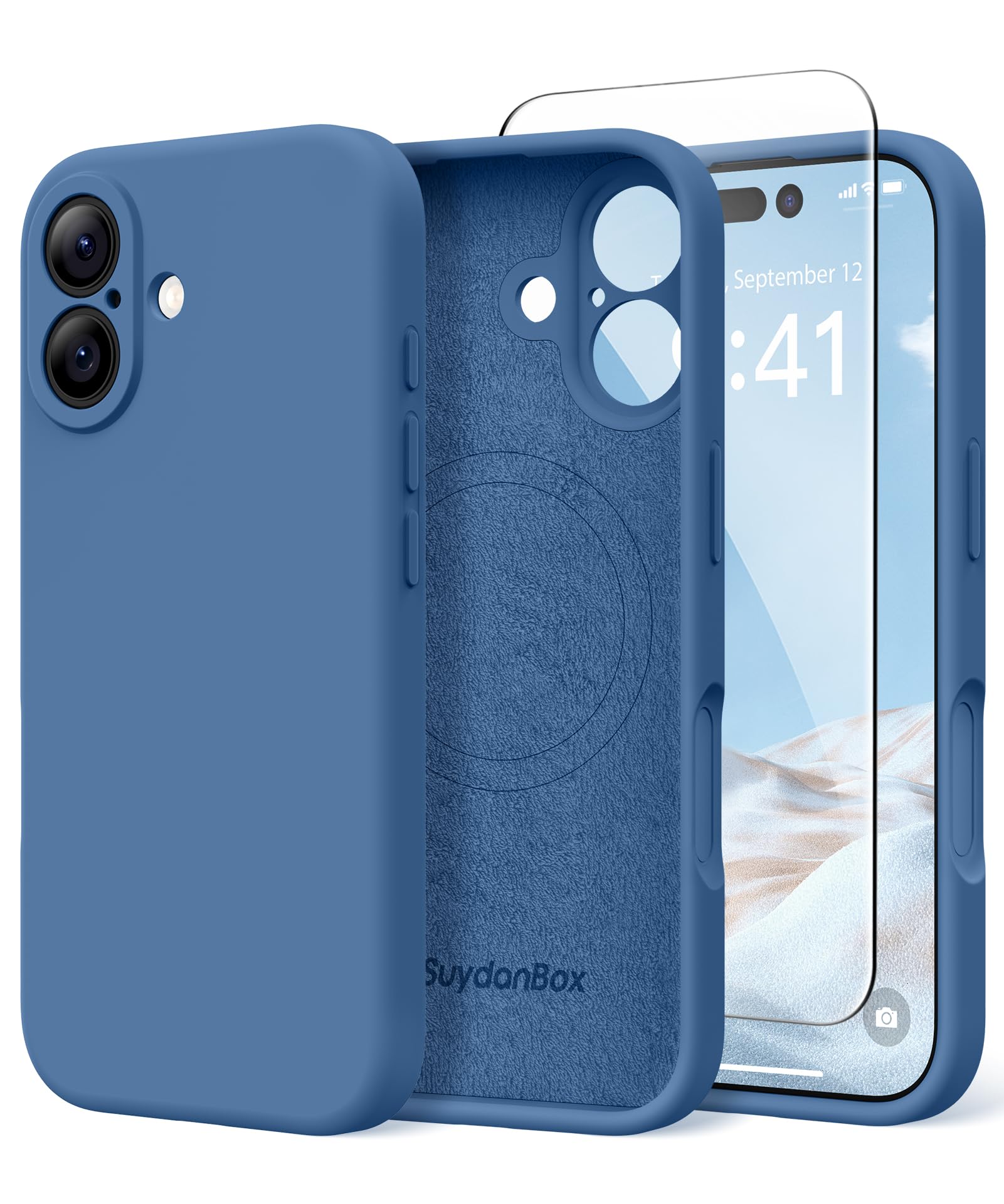 Magnetic for iPhone 16 Case Silicone Lake Blue