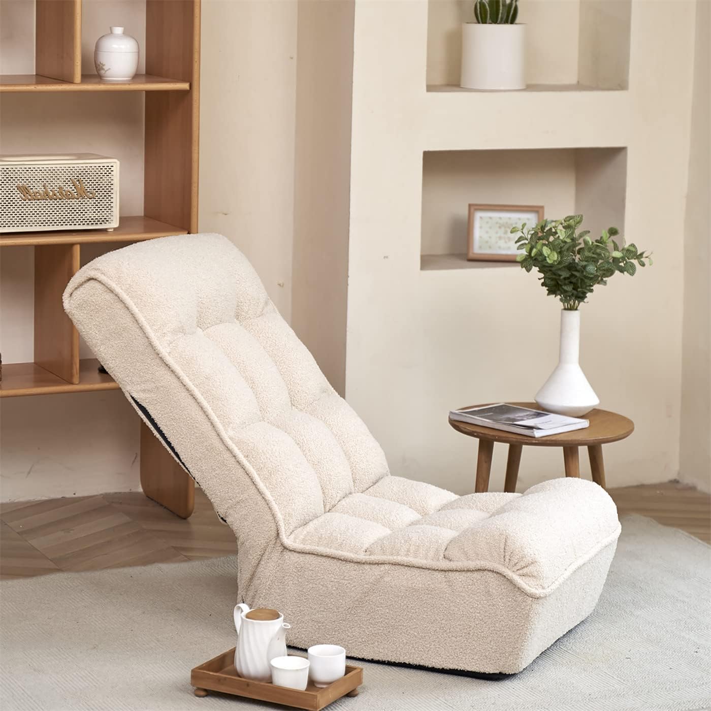 Single Folding Sofa Reclining Chair, Adjustable Linen