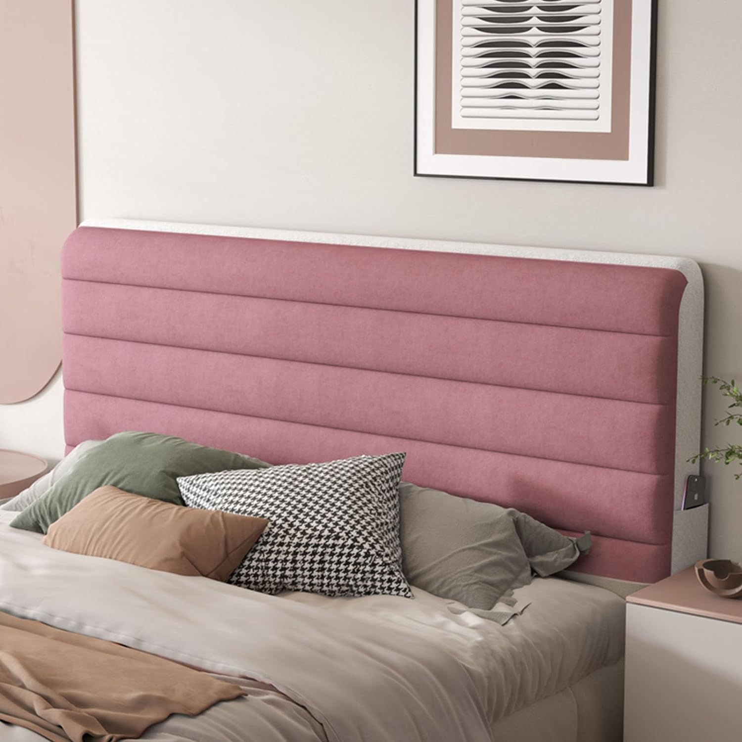 Fodera per testiera Elasticizzata Antipolvere Fodera Protettiva Fodera per testiera Elastica Moderna Fodera Protettiva per testiera all-Inclusive per la casa e l'hotel(180cm,Pink)