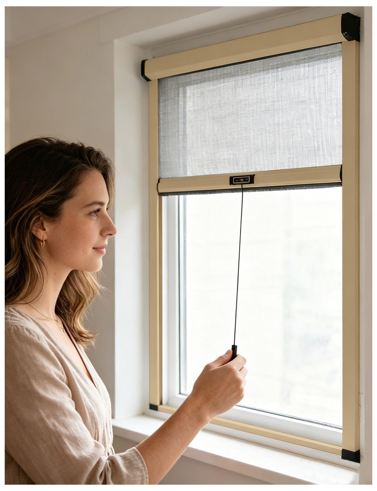 Auf Maß Ausziehbar Fliegengitter Dachfenster, Zum Öffnen Schieben Fliegengitter Fenster Rollo mit Aluminium Rahmen, Insektenschutzrollo Fenster - Insektengitter