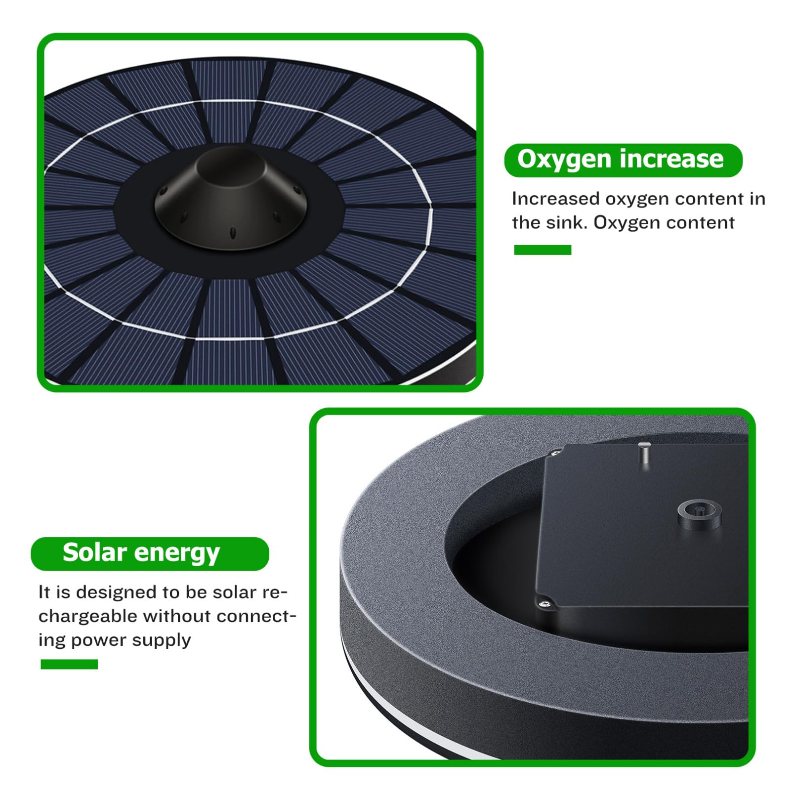 YARNOW Pompe à Oxygène Solaire Flottante Aérateur Oxygène Pour Piscine Et Aquarium Pompe à Air Solaire Pour Plantes Hydroponiques