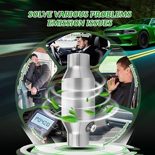 Miniatura 2 de Convertidor catalítico frontal universal de alto flujo de entrada y salida de 2.5 pulgadas, ajuste directo con puerto O2 (compatible con EPA)
