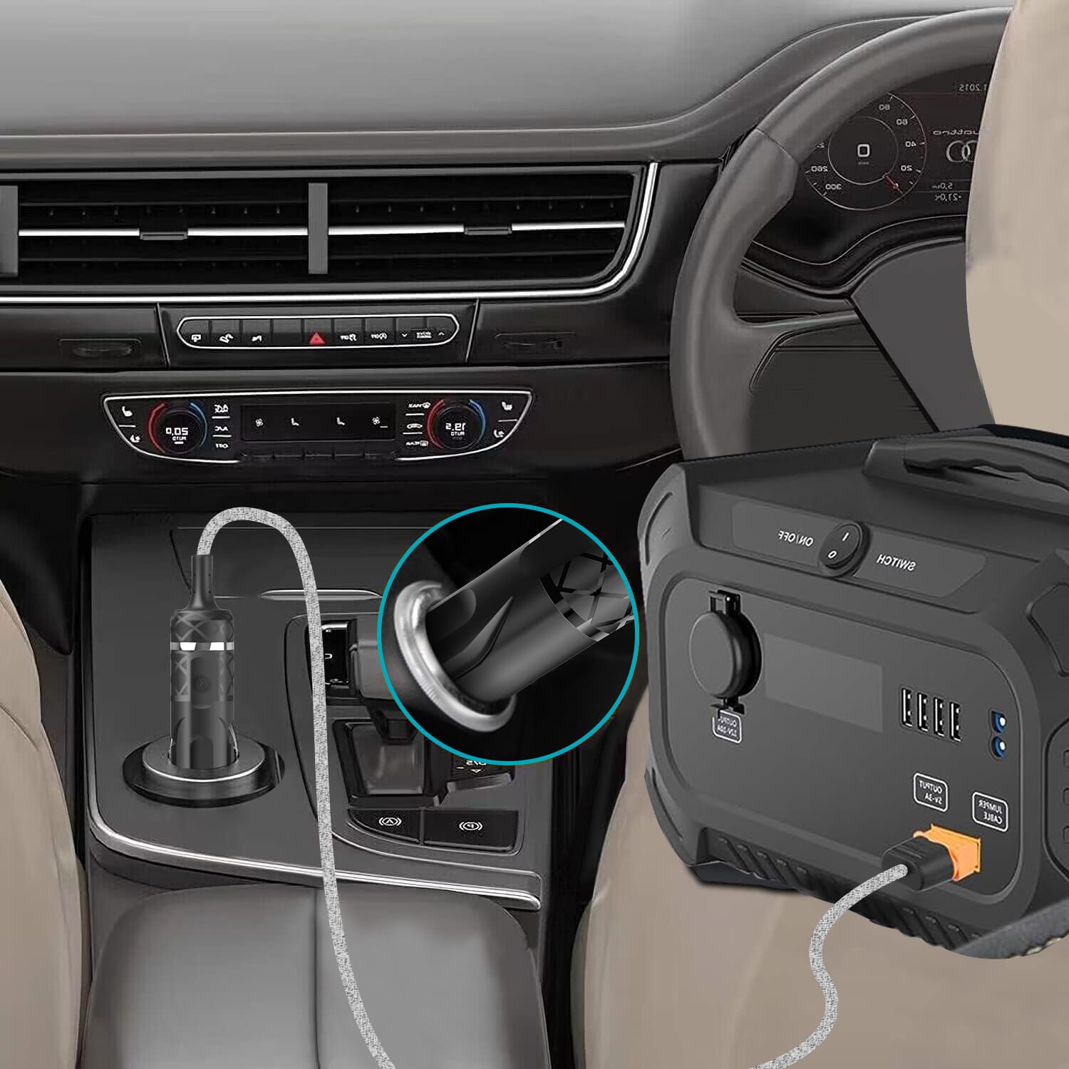 TAIFU XT60 Cable de Extensión Cargador de Coche Adaptador para Estación de energía portátil EF EcoFlow RIVER 3/2, Anker SOLIX C200 C300 BLUETTI EB3A ALLPOWERS R600 R1500 Solar Generator Car Charger