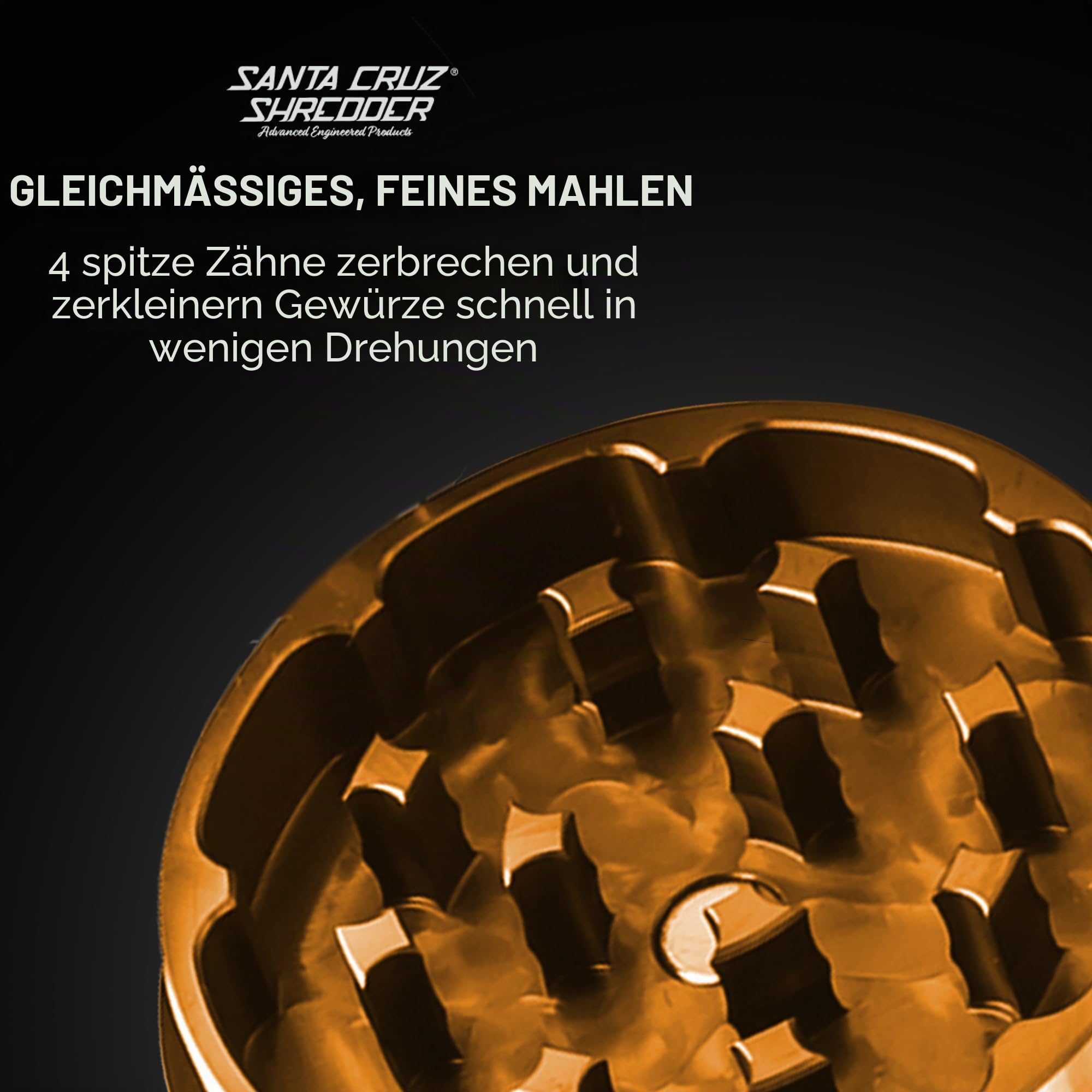 Santa Cruz Shredder Kräutermühle aus Metall, gerändelt, für stärkeren Griff, 3 Stück, klein, 4,3 cm (Rasta)