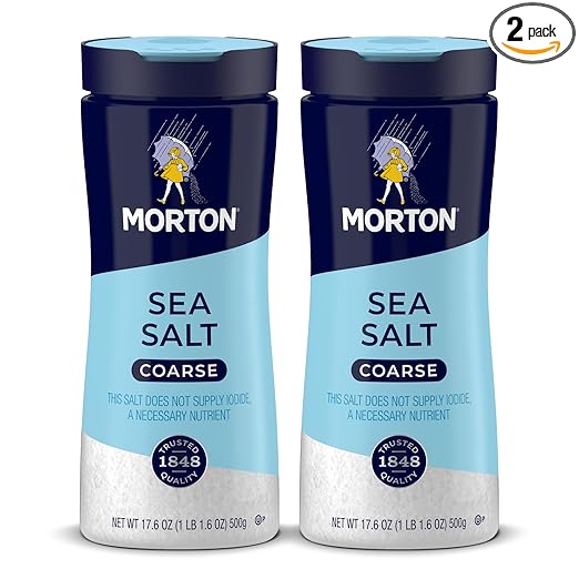 Morton Sea Salt, Coarse, (17.6 oz), 2-Pack, All-Natural, Perfect for Cooking & Finishing