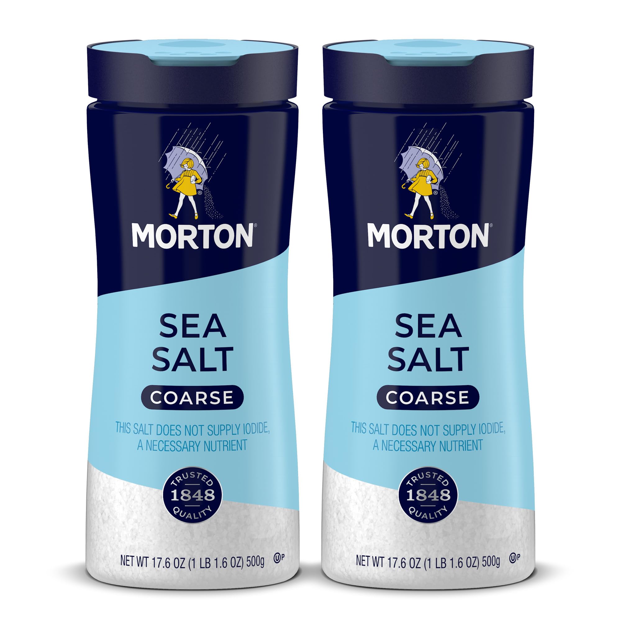 Morton Sea Salt, Coarse, (17.6 oz), 2-Pack, All-Natural, Perfect for Cooking & Finishing