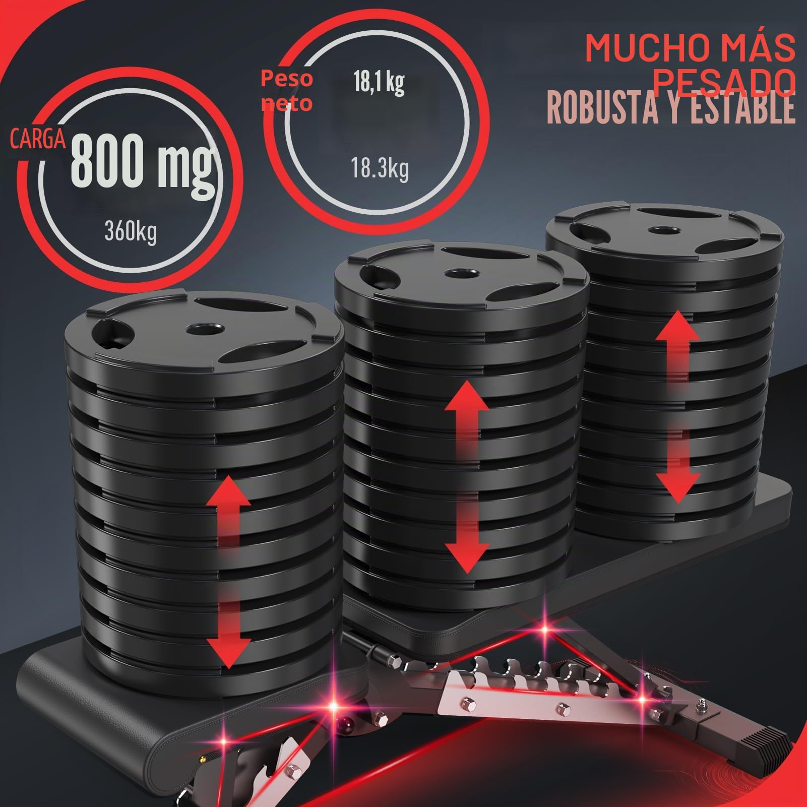 JOROTO MD60 Banco De Pesas Ajustable – Banco De Entrnamiento De Musculación Plegable De Capacidad De 360 kg Para Bench Press De Cuerpo Completo