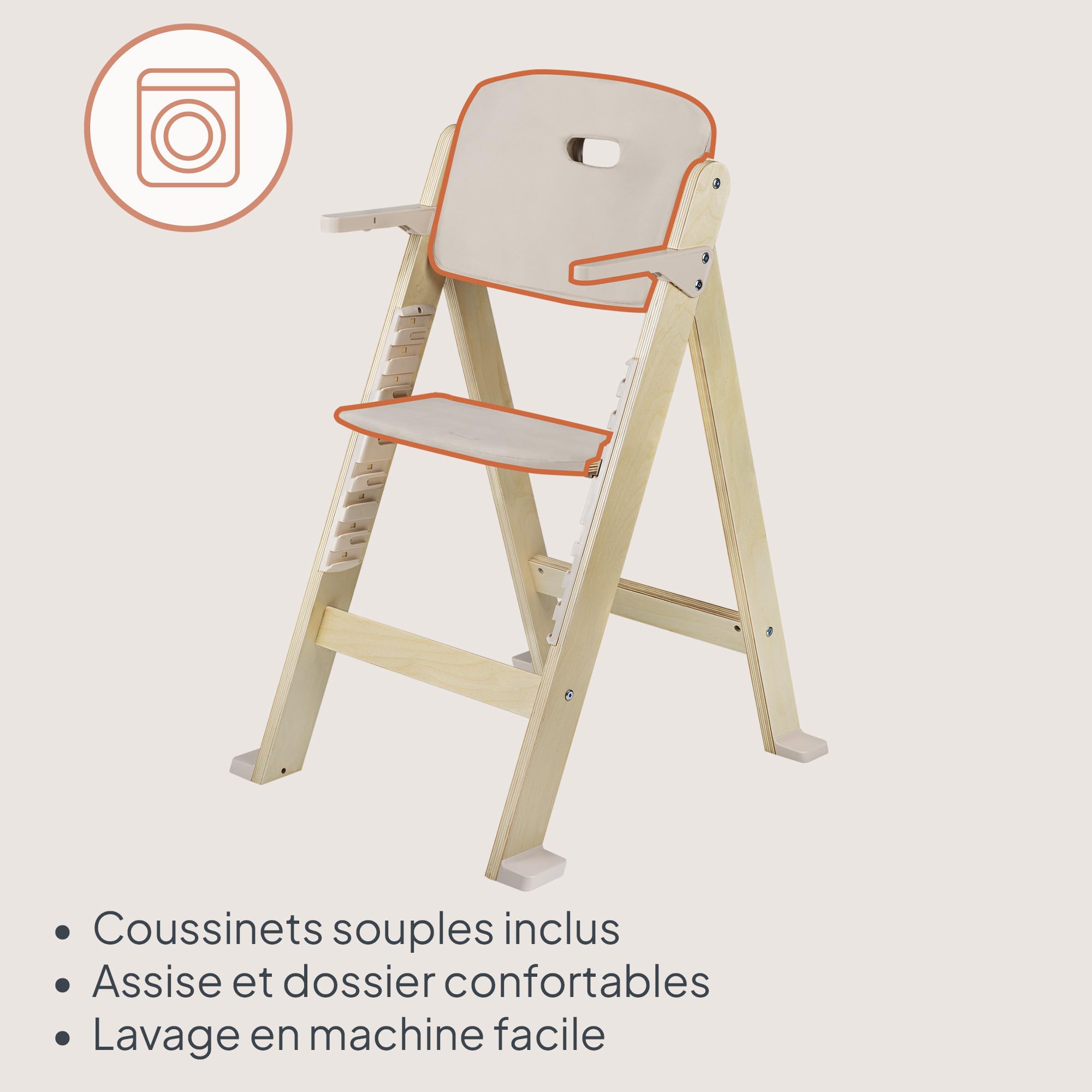 Lionelo Floris Chaise Haute Bébé Évolutive, 6 Mois-12 Ans, Beige | Chaise Haute jusqu’à 15 kg, Chaise Enfant jusqu’à 40 kg, Siège et Repose-Pieds Réglables, Plateau Amovible, Harnais 5 Points