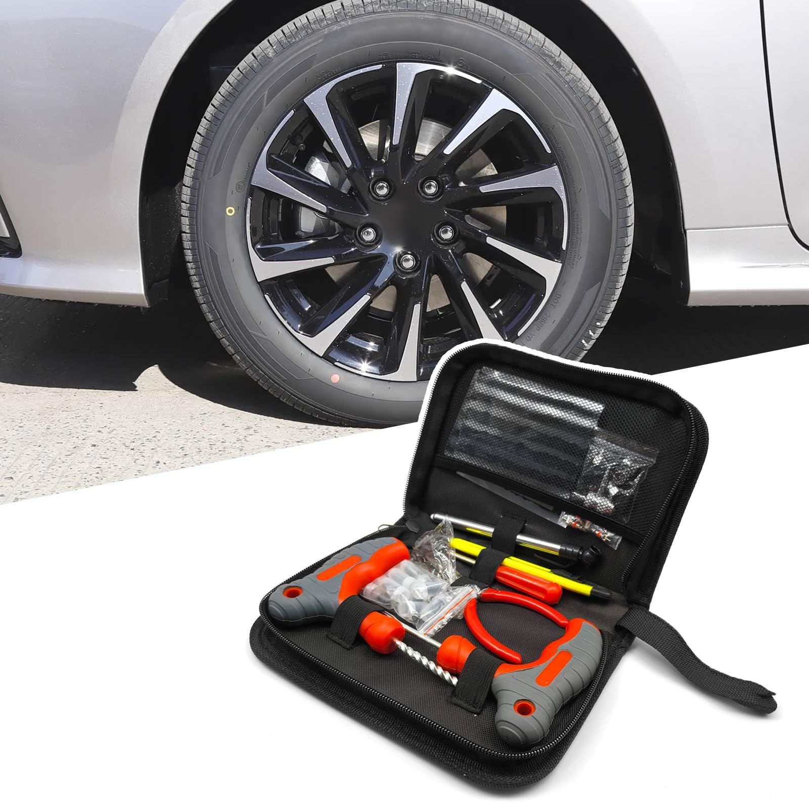 ramuel Kit Riparazione Pneumatici con Tappi 34 Pezzi per Auto e Suv