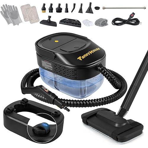 Steam Cleaner, 3-Level Adjustable Handle, 15s Heat-Up, 1500W Steamer for Cleaning, Rolling System, Portable Steamer for Cleaning with Mop & 17-Piece Kit for Home, Car, Grout, Tile, Couch, Kitchen