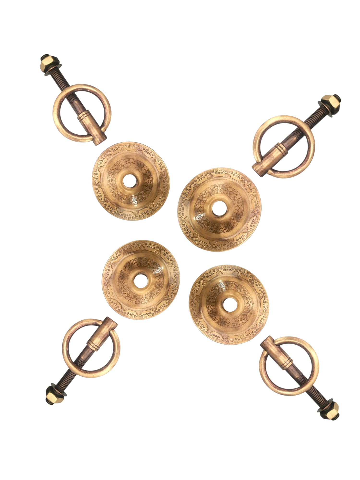 Proniks Decorative Swing Chain Hardware Set, Antique Bronze Finish, Bottom Kada with S-Hooks and W-Hook Mounting Plates 3