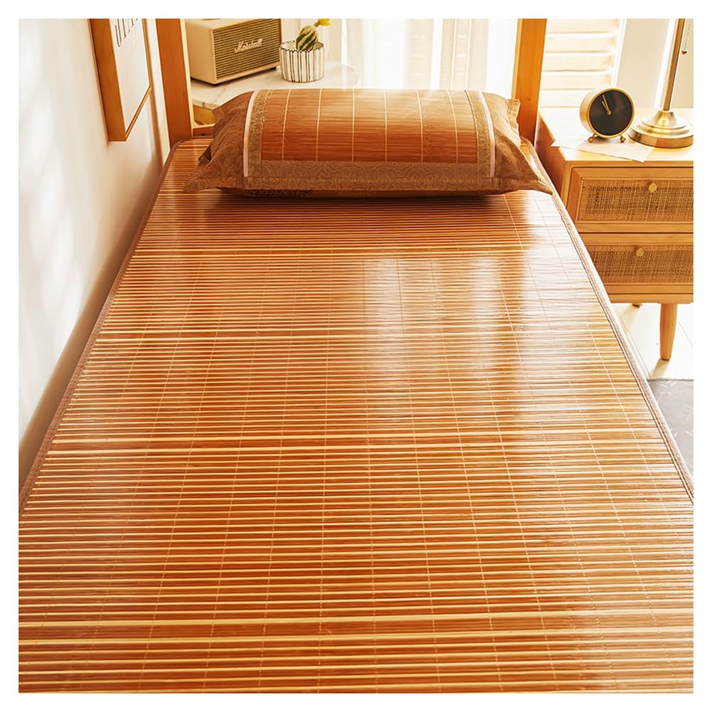 HYQOUKLR Rattan Mat Bed, Bamboo Summer Cooling Sleeping Mat with Rattan Pillowcase Multicolor Multiple Sizes(B,180cmx200cm)