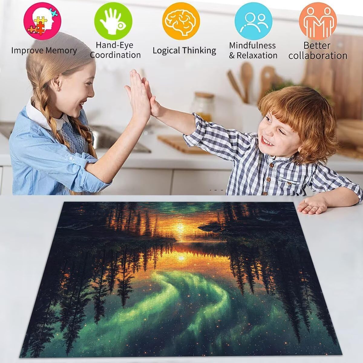 Puzzle Erwachsene 3000 Teile Aurora Landschaft Educa Jigsaw für Kinder ab 8 Jahren Mädchen Jungen, Erwachsene Impossible Klassische Puzzles Schwer, Anspruchsvoll Spielspaß, Geschenke 81x122cm t-372