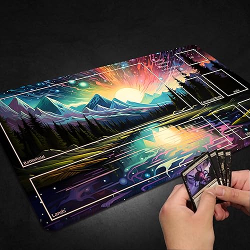 Miniatura 5 de Tapete de juego para MTG, con bolsas de almacenamiento gratis, tapete de juego de 24 x 14 pulgadas, TCG y tapete de juego de mesa para tarjetas,