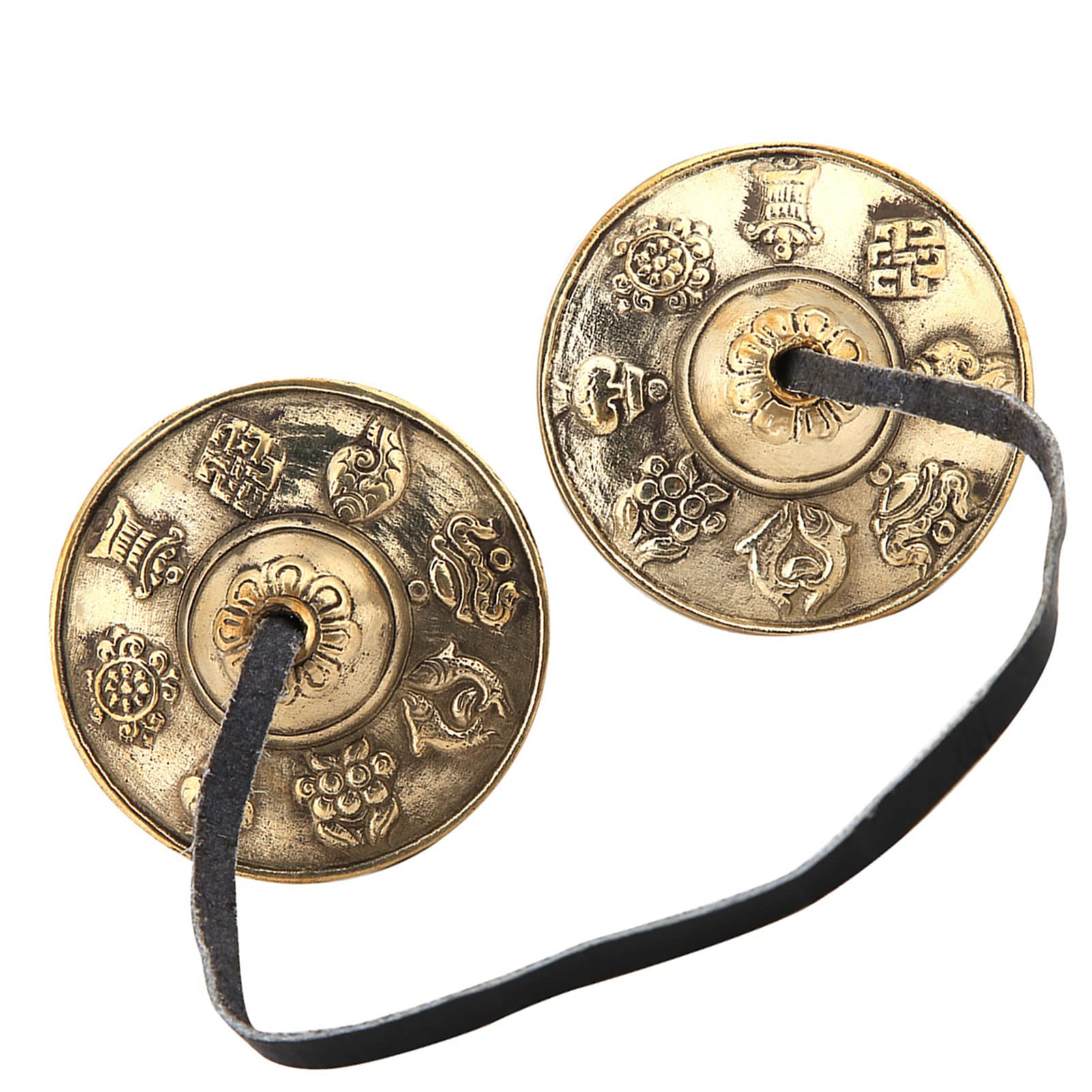 Fyearfly Tibetische Meditation Glocke, Tibetan Tingsha Glocke mit Schönem Fall, für Klangheilung, Yoga, Meditation, Buddhistisches Percussion-Instrument Mit Solidem Riemen